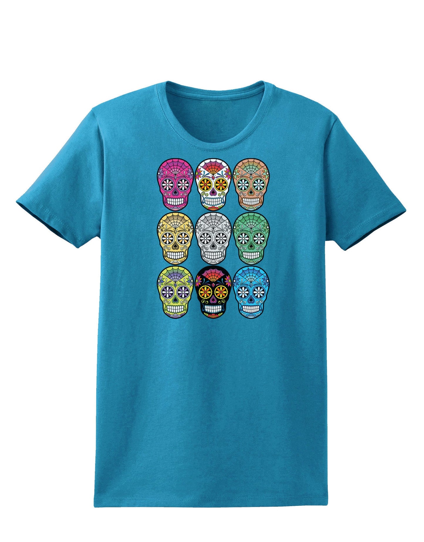 Dia de los Muertos Calaveras Sugar Skulls Womens Dark T-Shirt-TooLoud-Turquoise-X-Small-Davson Sales