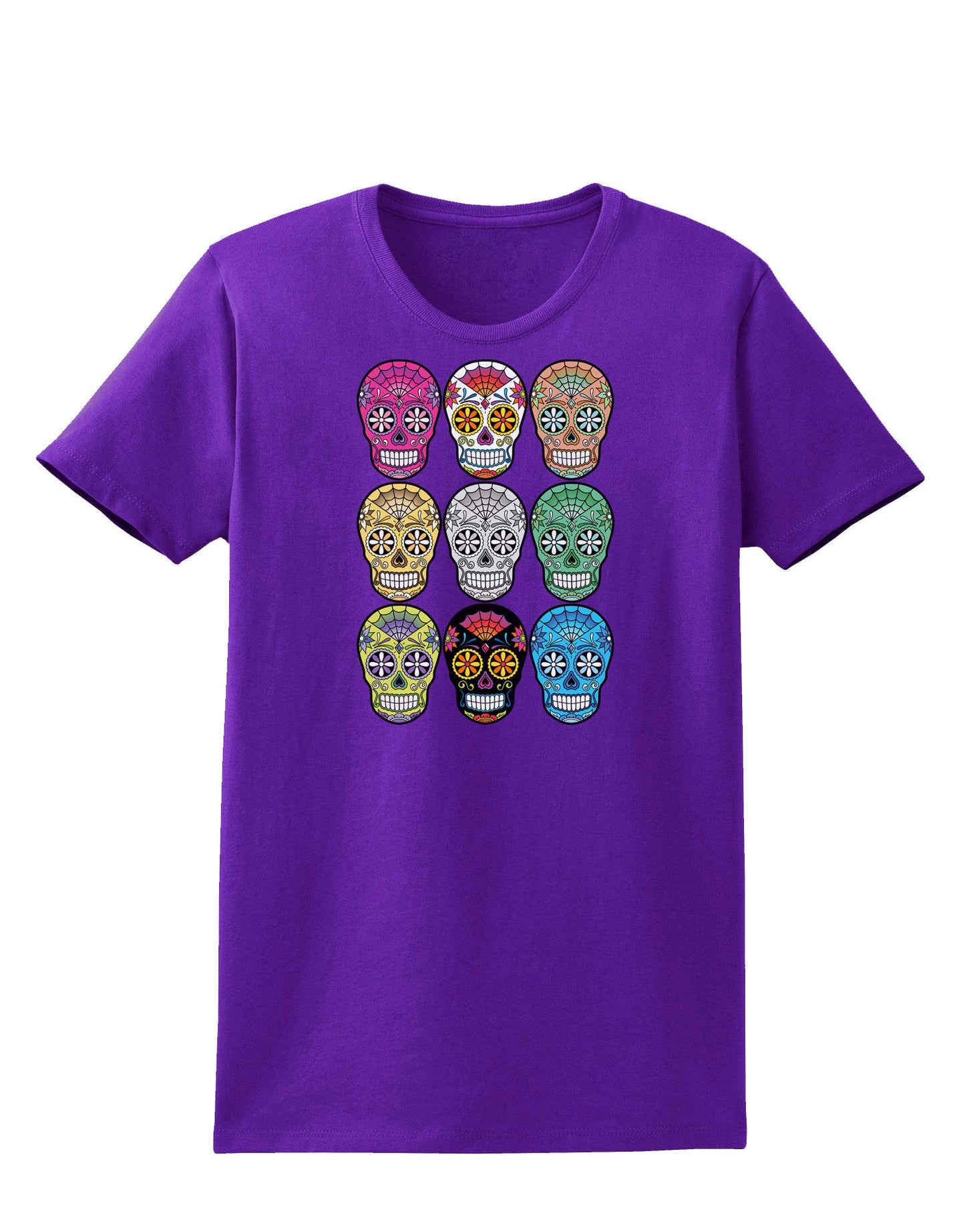 Dia de los Muertos Calaveras Sugar Skulls Womens Dark T-Shirt-TooLoud-Purple-X-Small-Davson Sales