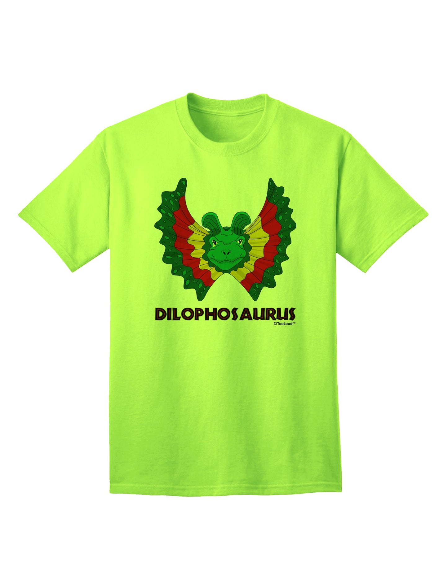 Dilophosaurus Themed Adult T-Shirt with Vibrant Color and Text Design by TooLoud-Mens T-shirts-TooLoud-Neon-Green-Small-Davson Sales