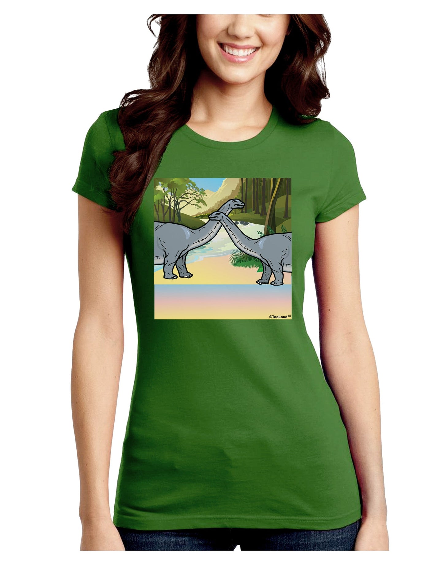 Diplodocus Longus - Without Name Juniors Crew Dark T-Shirt-T-Shirts Juniors Tops-TooLoud-Kiwi-Green-Juniors Fitted Small-Davson Sales
