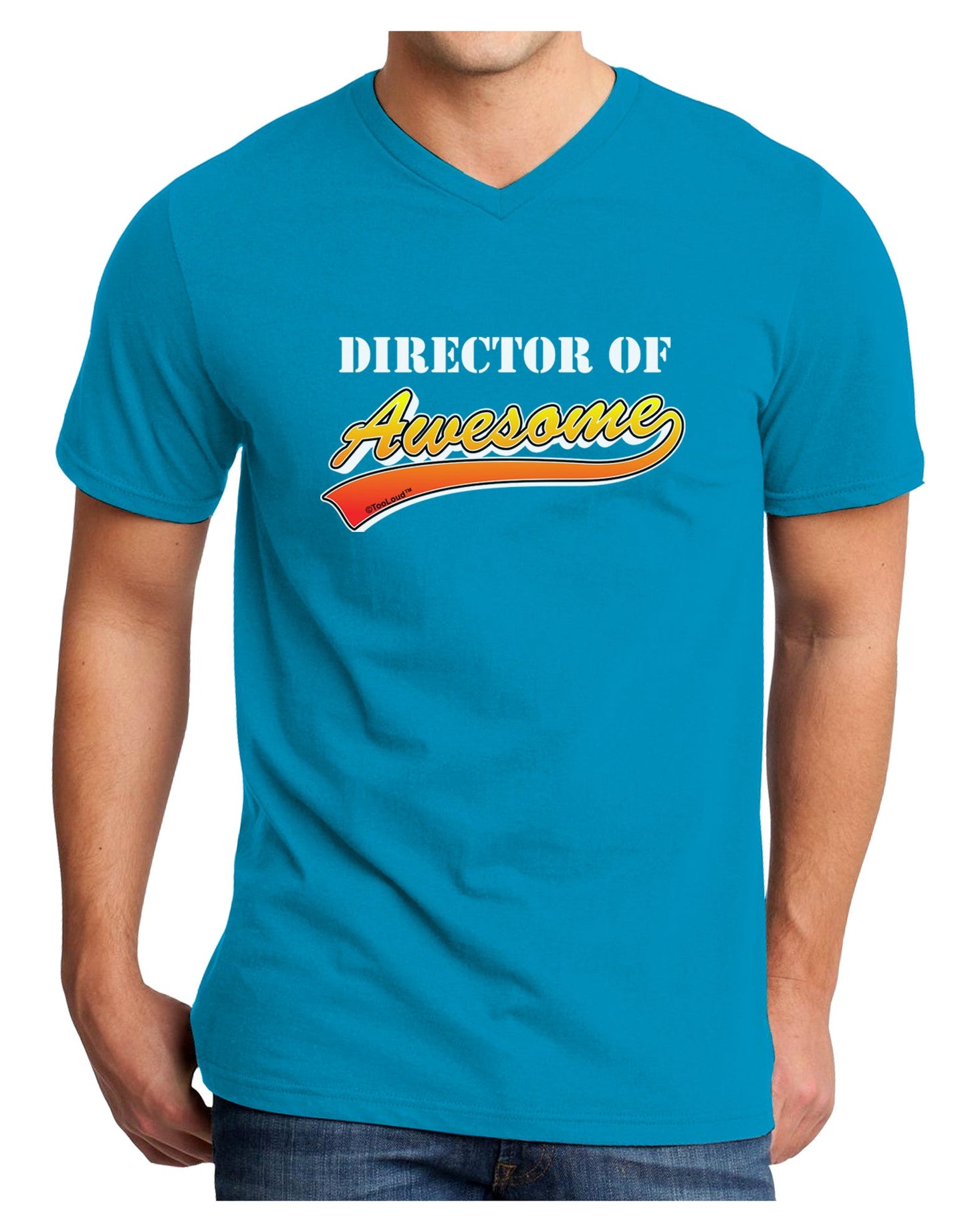 Director Of Awesome Adult Dark V-Neck T-Shirt-Mens V-Neck T-Shirt-TooLoud-Turquoise-Small-Davson Sales