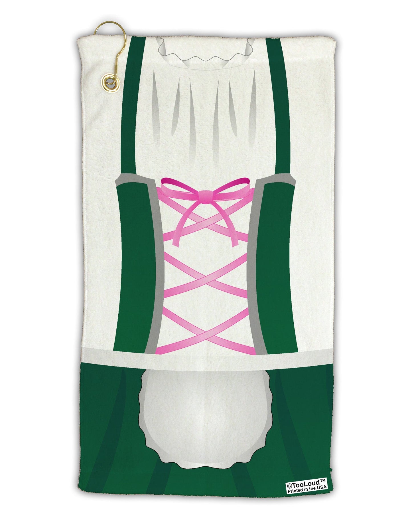 Dirndl Costume Green Micro Terry Gromet Golf Towel 15 x 22 Inch All Over Print by TooLoud-Golf Towel-TooLoud-White-Davson Sales