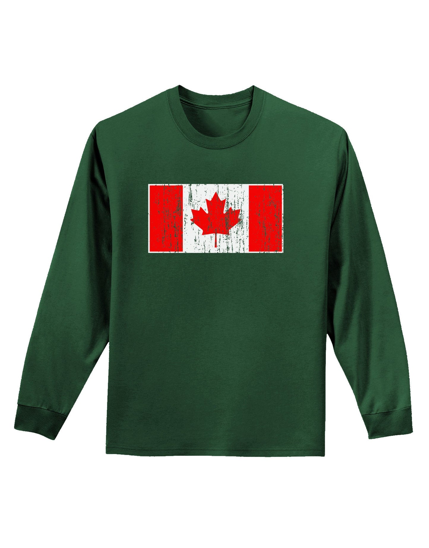 Distressed Canadian Flag Maple Leaf Adult Long Sleeve Dark T-Shirt-TooLoud-Dark-Green-Small-Davson Sales