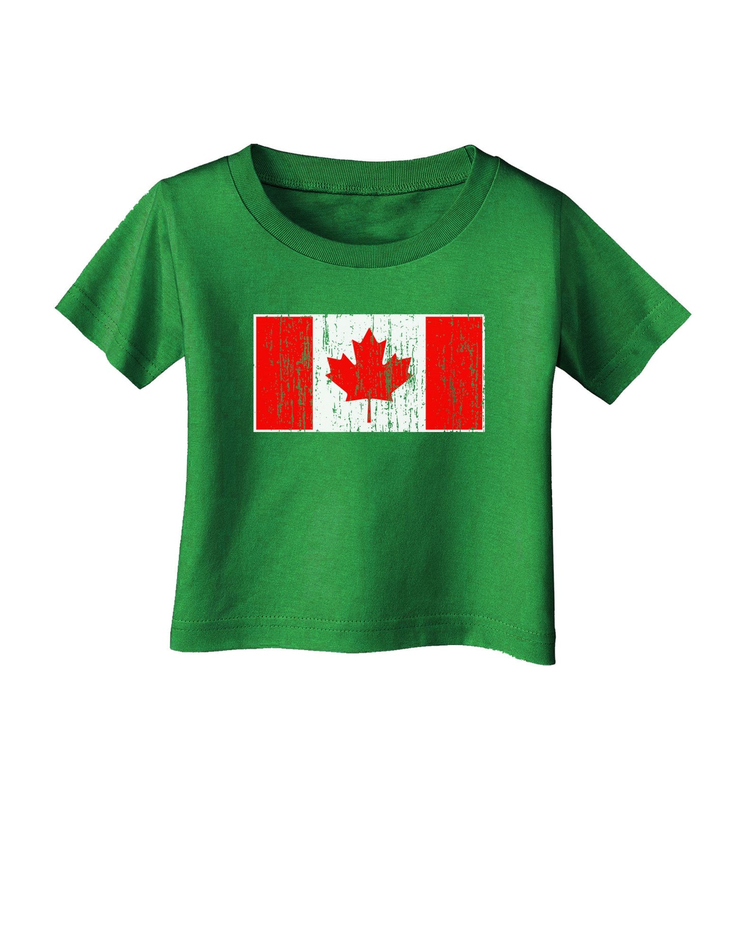 Distressed Canadian Flag Maple Leaf Infant T-Shirt Dark-Infant T-Shirt-TooLoud-Clover-Green-06-Months-Davson Sales