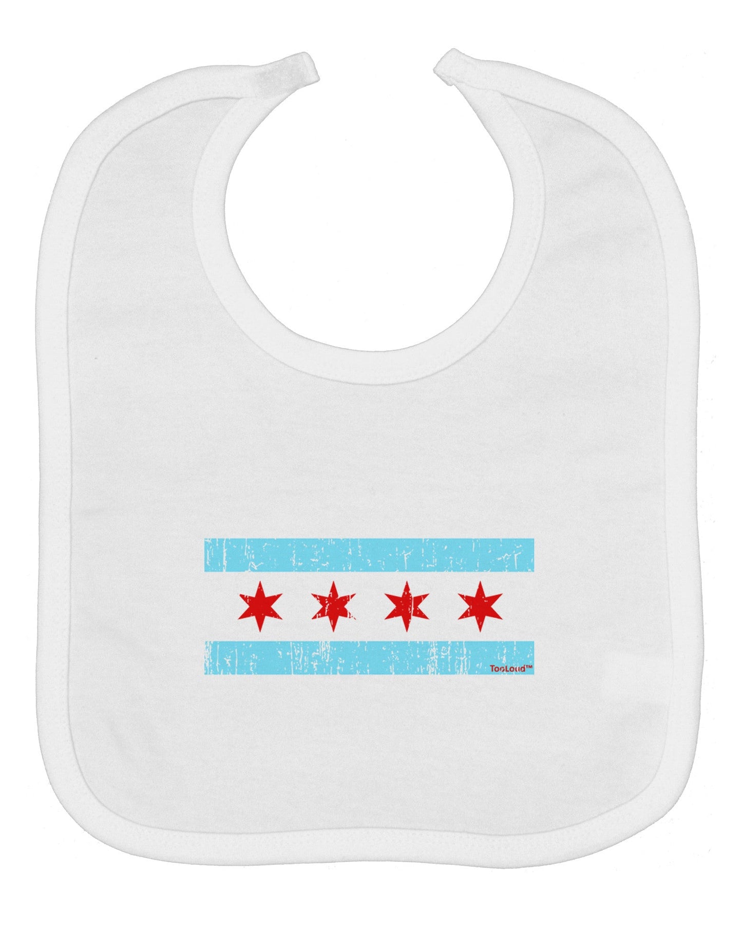 Distressed Chicago Flag Design Baby Bib by TooLoud