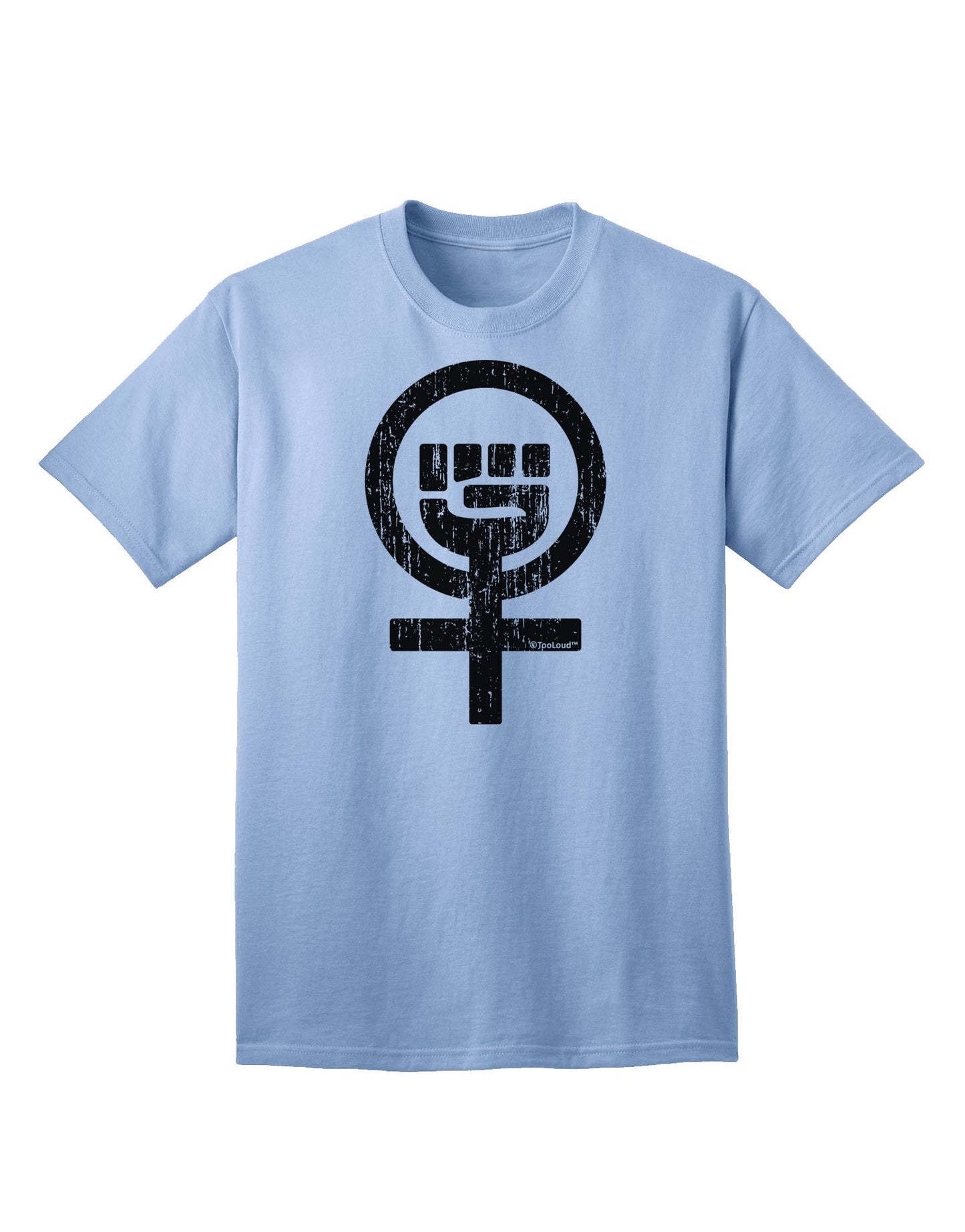 Distressed Feminism Symbol Adult T-Shirt-Mens T-Shirt-TooLoud-Light-Blue-Small-Davson Sales