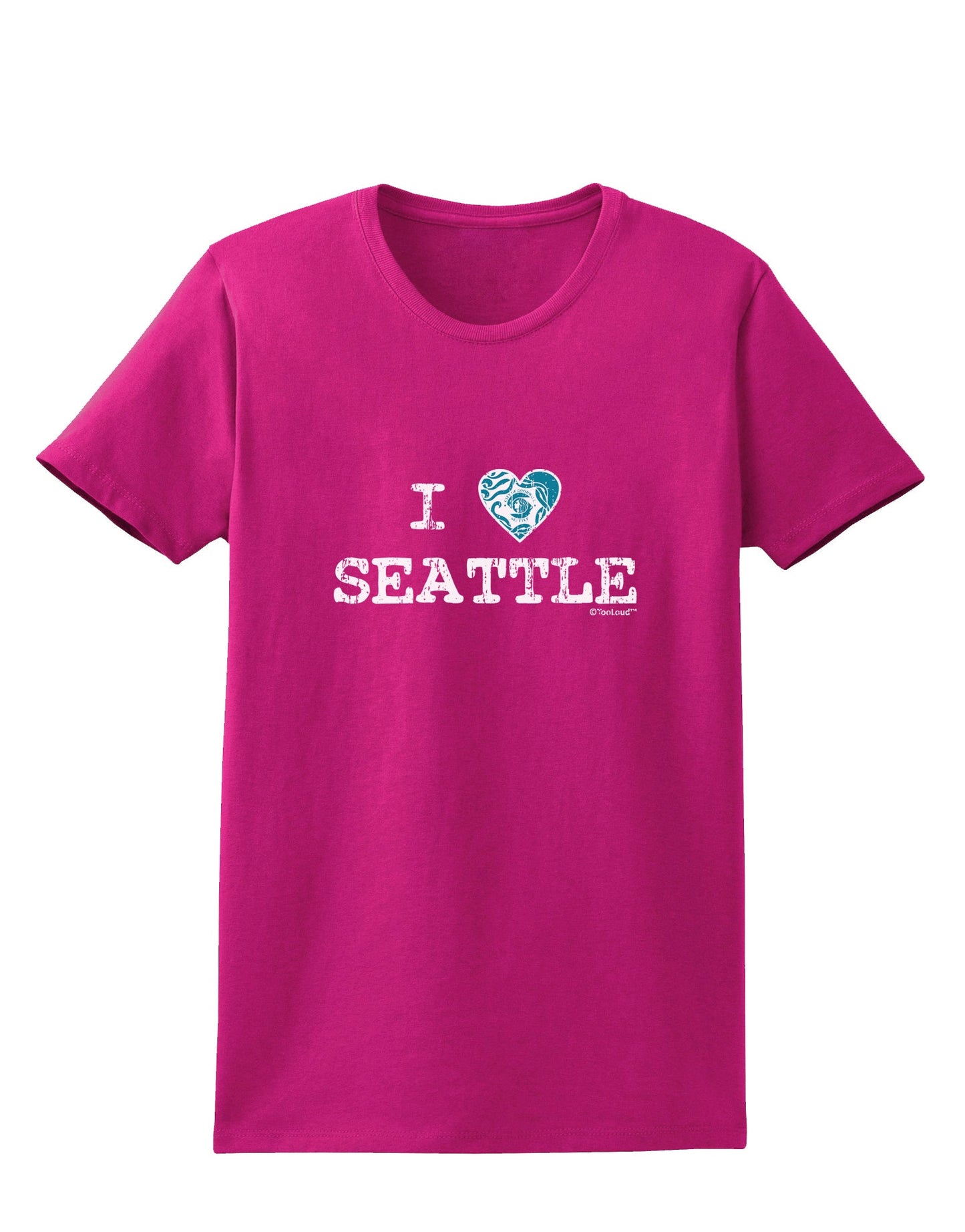 Distressed I Heart Seattle - Heart Flag Womens Dark T-Shirt by TooLoud-Womens T-Shirt-TooLoud-Hot-Pink-Small-Davson Sales