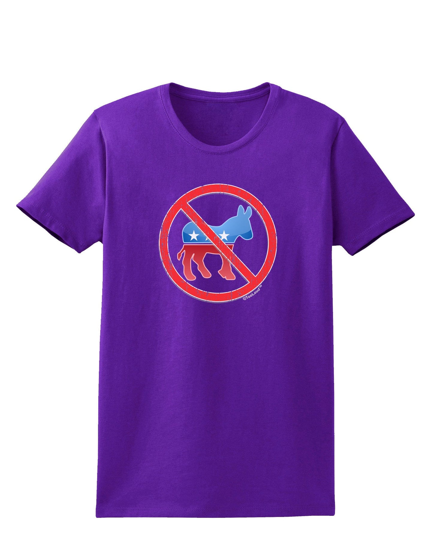 Distressed No Democrats Sign Womens Dark T-Shirt-TooLoud-Purple-X-Small-Davson Sales