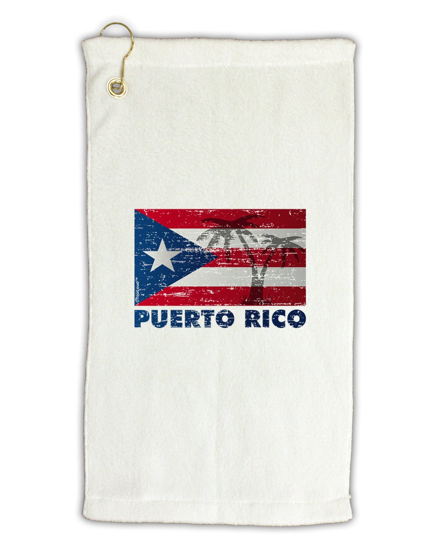 Distressed Puerto Rico Flag Micro Terry Gromet Golf Towel 16 x 25 inch-Golf Towel-TooLoud-White-Davson Sales