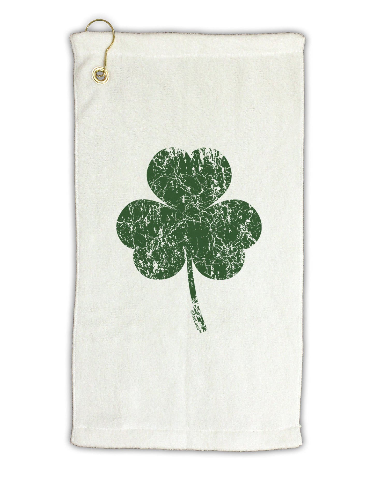 Distressed Traditional Irish Shamrock Micro Terry Gromet Golf Towel 11"x19-Golf Towel-TooLoud-White-Davson Sales
