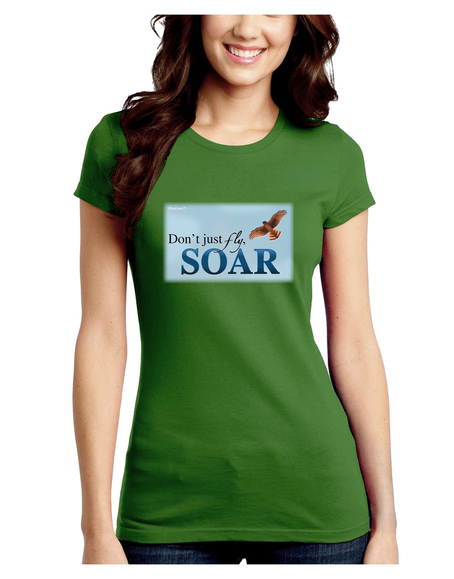 Don't Just Fly SOAR Juniors Petite Crew Dark T-Shirt-T-Shirts Juniors Tops-TooLoud-Kiwi-Green-Juniors Fitted Small-Davson Sales