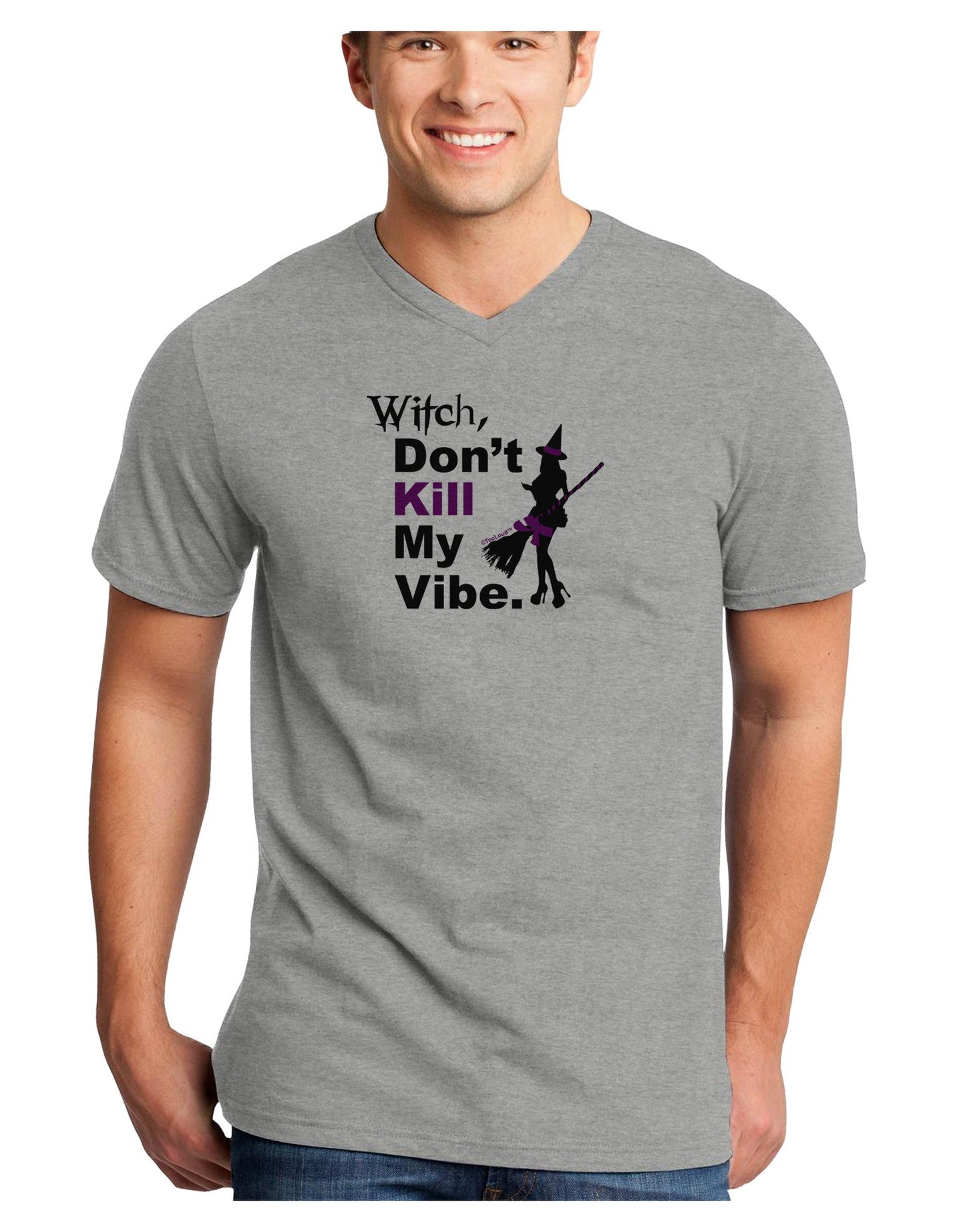 Don’t Kill My Vibe Adult V-Neck T-shirt-Mens V-Neck T-Shirt-TooLoud-HeatherGray-Small-Davson Sales