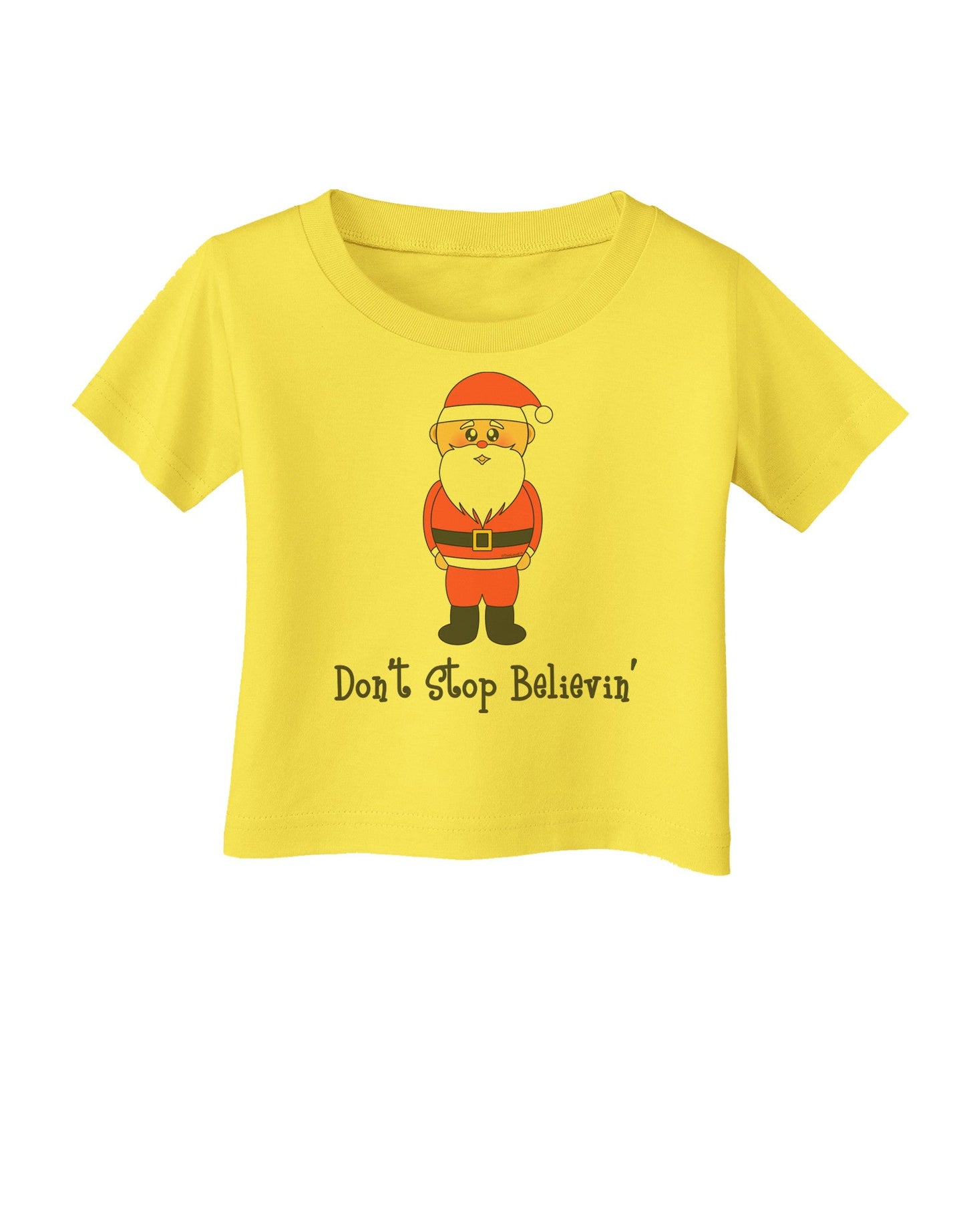 Don't Stop Believin' Santa Christmas Infant T-Shirt-Infant T-Shirt-TooLoud-Yellow-06-Months-Davson Sales