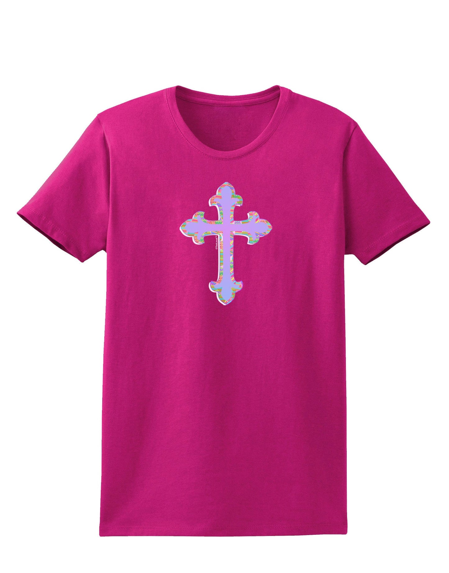 Easter Color Cross Womens Dark T-Shirt-TooLoud-Hot-Pink-Small-Davson Sales