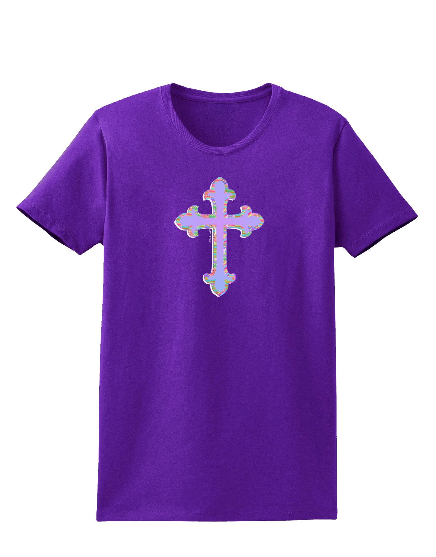 Easter Color Cross Womens Dark T-Shirt-TooLoud-Purple-X-Small-Davson Sales