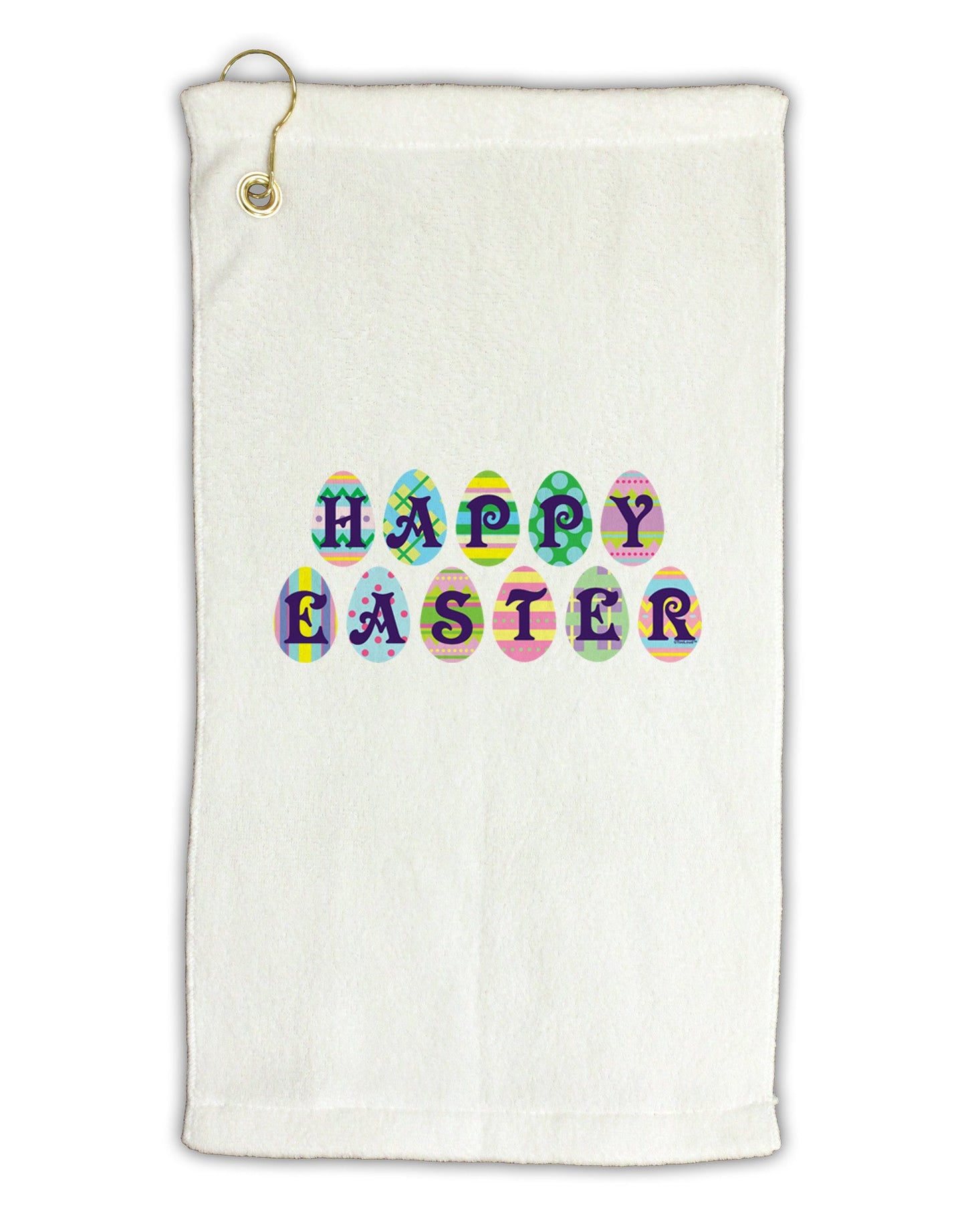 Easter Eggs Happy Easter Micro Terry Gromet Golf Towel 11"x19-Golf Towel-TooLoud-White-Davson Sales