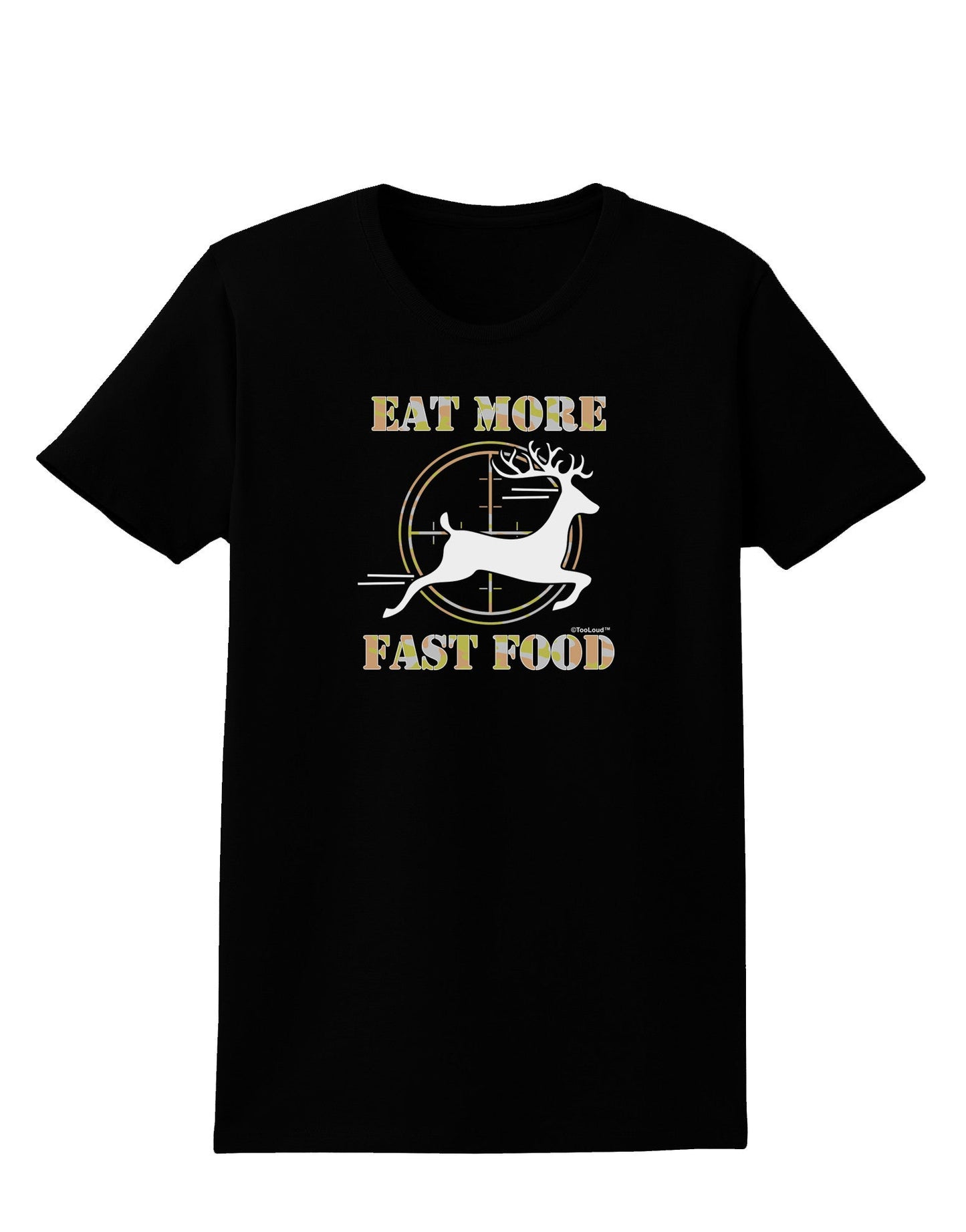 Eat More Fast Food - Deer Womens Dark T-Shirt-TooLoud-Black-X-Small-Davson Sales