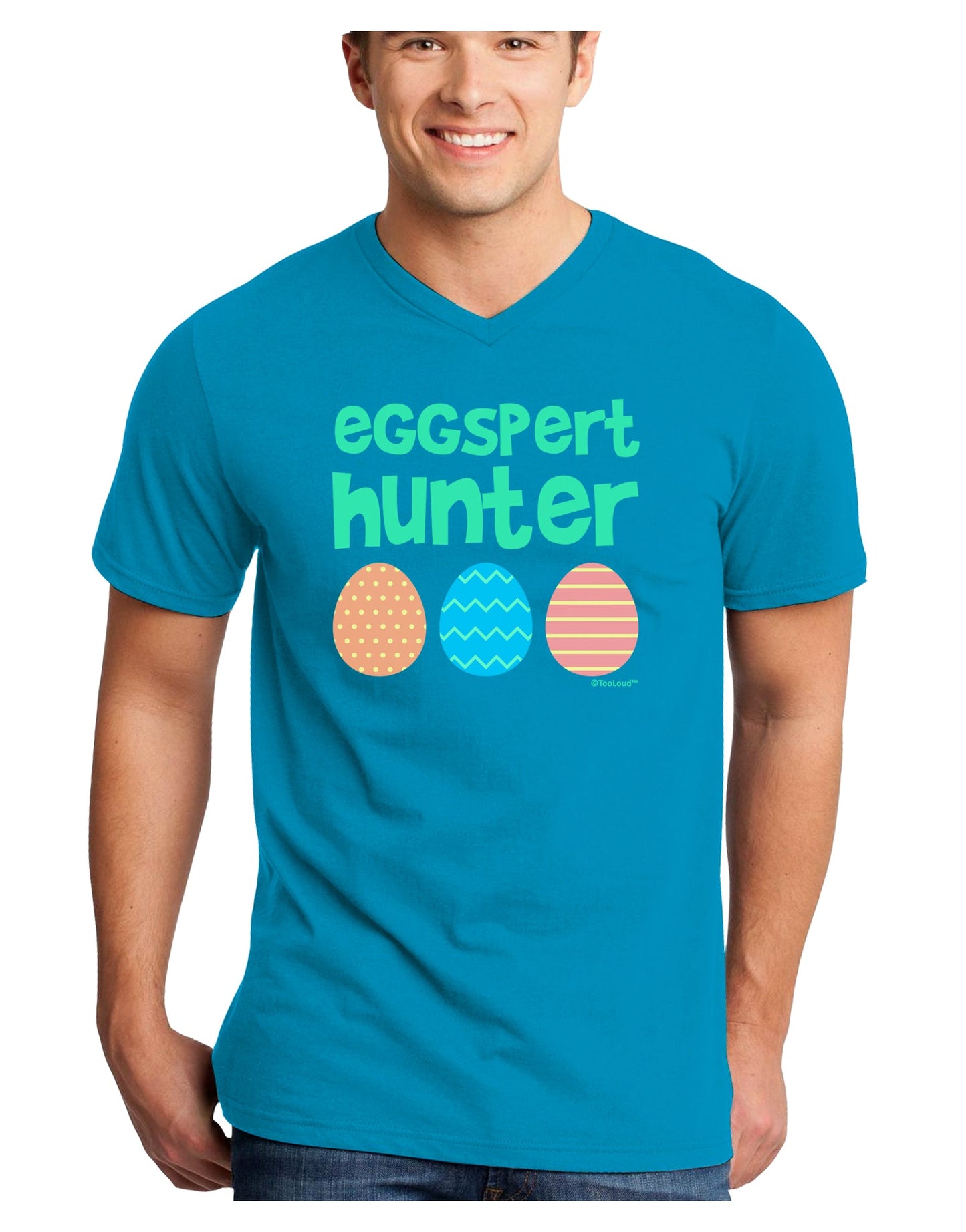 Eggspert Hunter - Easter - Green Adult Dark V-Neck T-Shirt by TooLoud-Mens V-Neck T-Shirt-TooLoud-Turquoise-Small-Davson Sales
