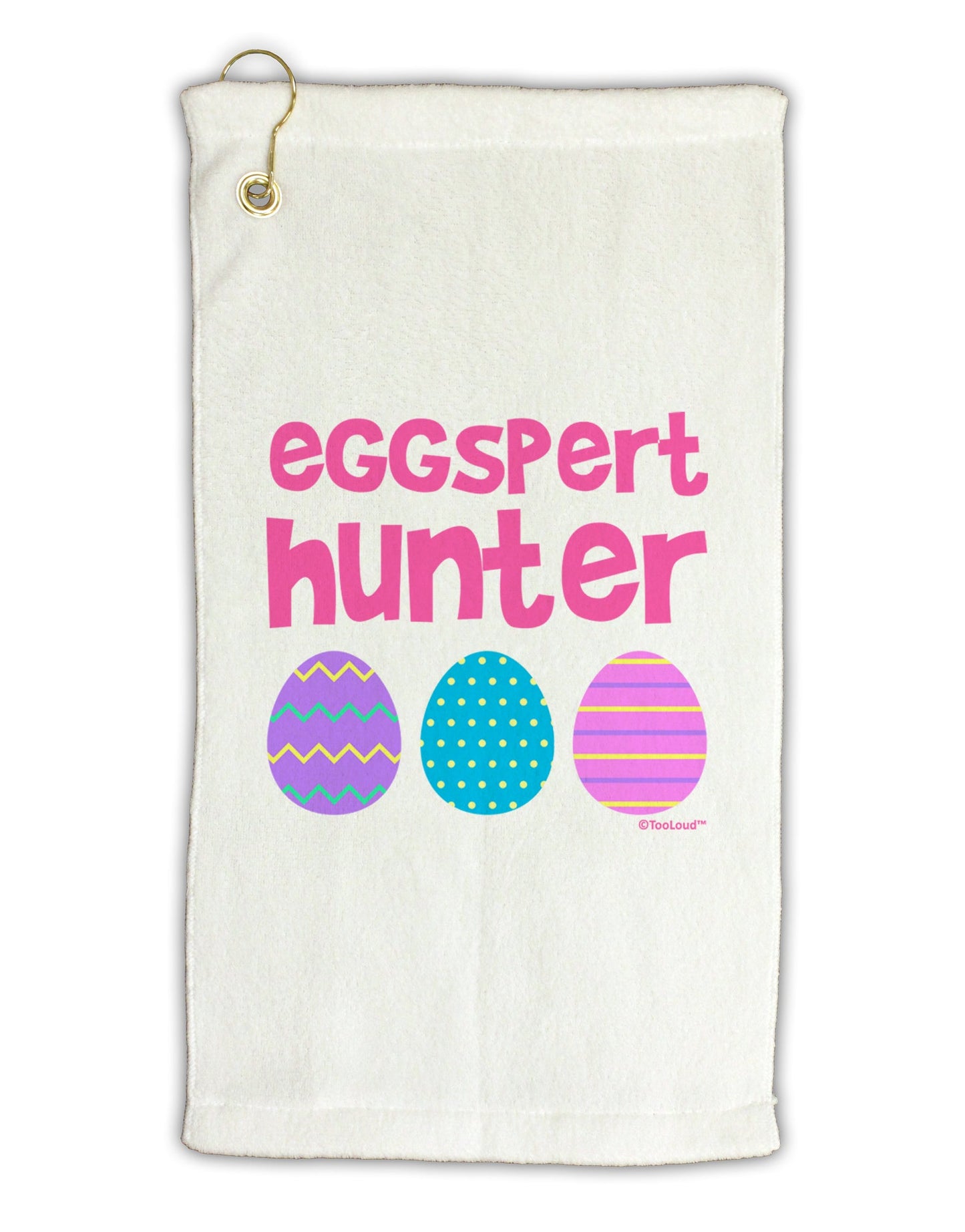 Eggspert Hunter - Easter - Pink Micro Terry Gromet Golf Towel 16 x 25 inch by TooLoud-Golf Towel-TooLoud-White-Davson Sales
