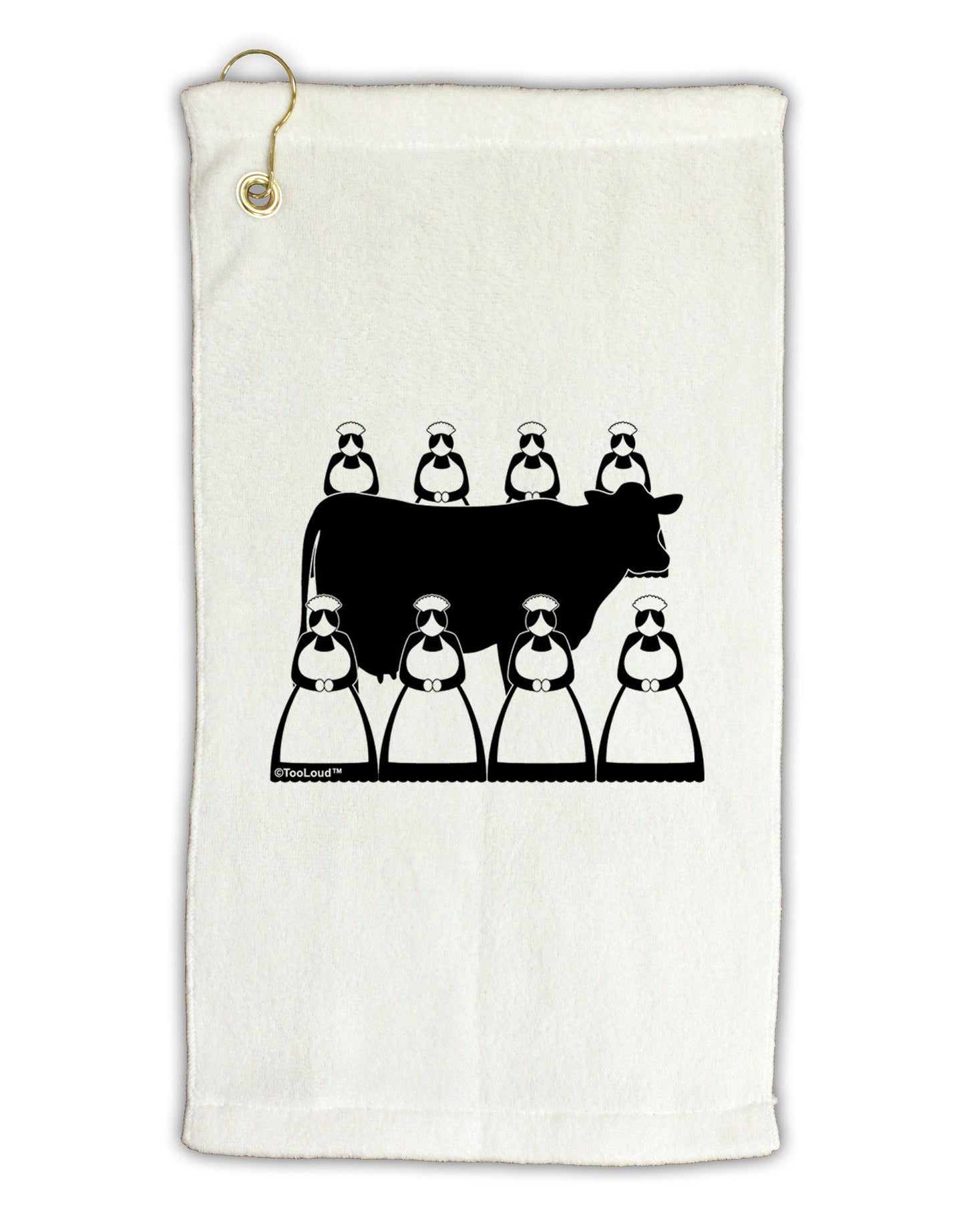 Eight Maids A Milking Micro Terry Gromet Golf Towel 11"x19-Golf Towel-TooLoud-White-Davson Sales