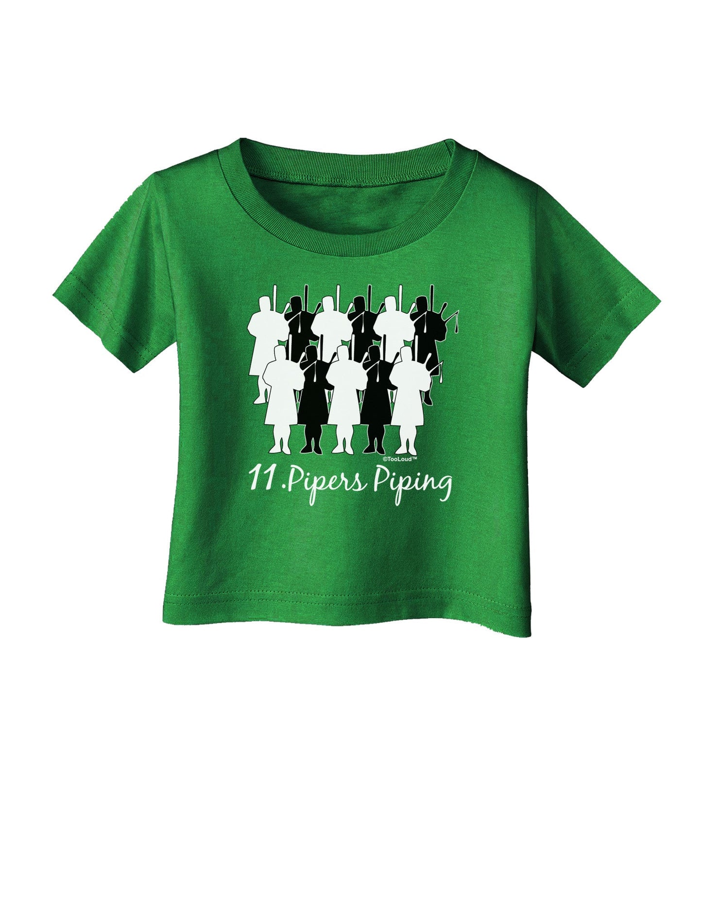 Eleven Pipers Piping Text Infant T-Shirt Dark-Infant T-Shirt-TooLoud-Clover-Green-06-Months-Davson Sales