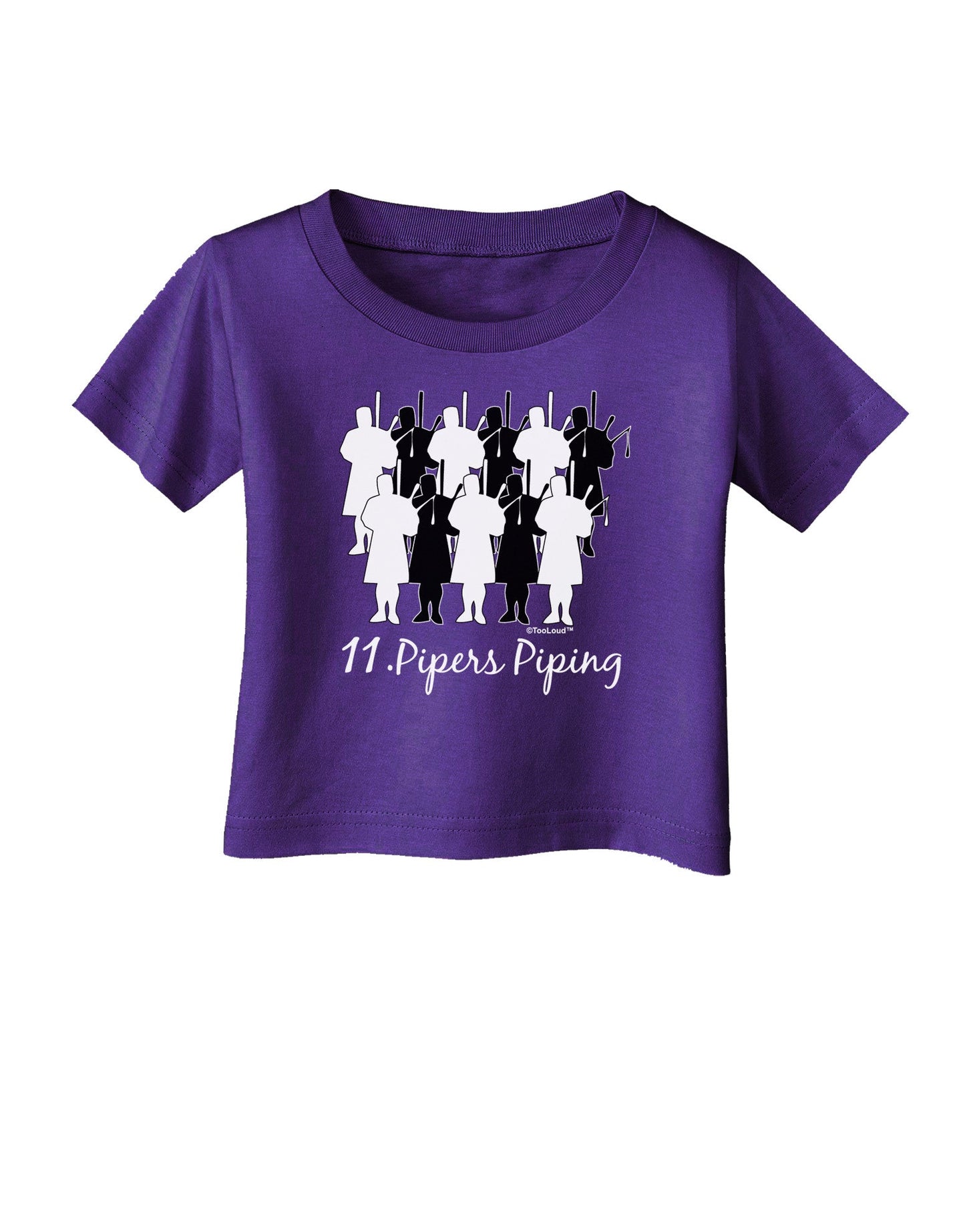 Eleven Pipers Piping Text Infant T-Shirt Dark-Infant T-Shirt-TooLoud-Purple-06-Months-Davson Sales