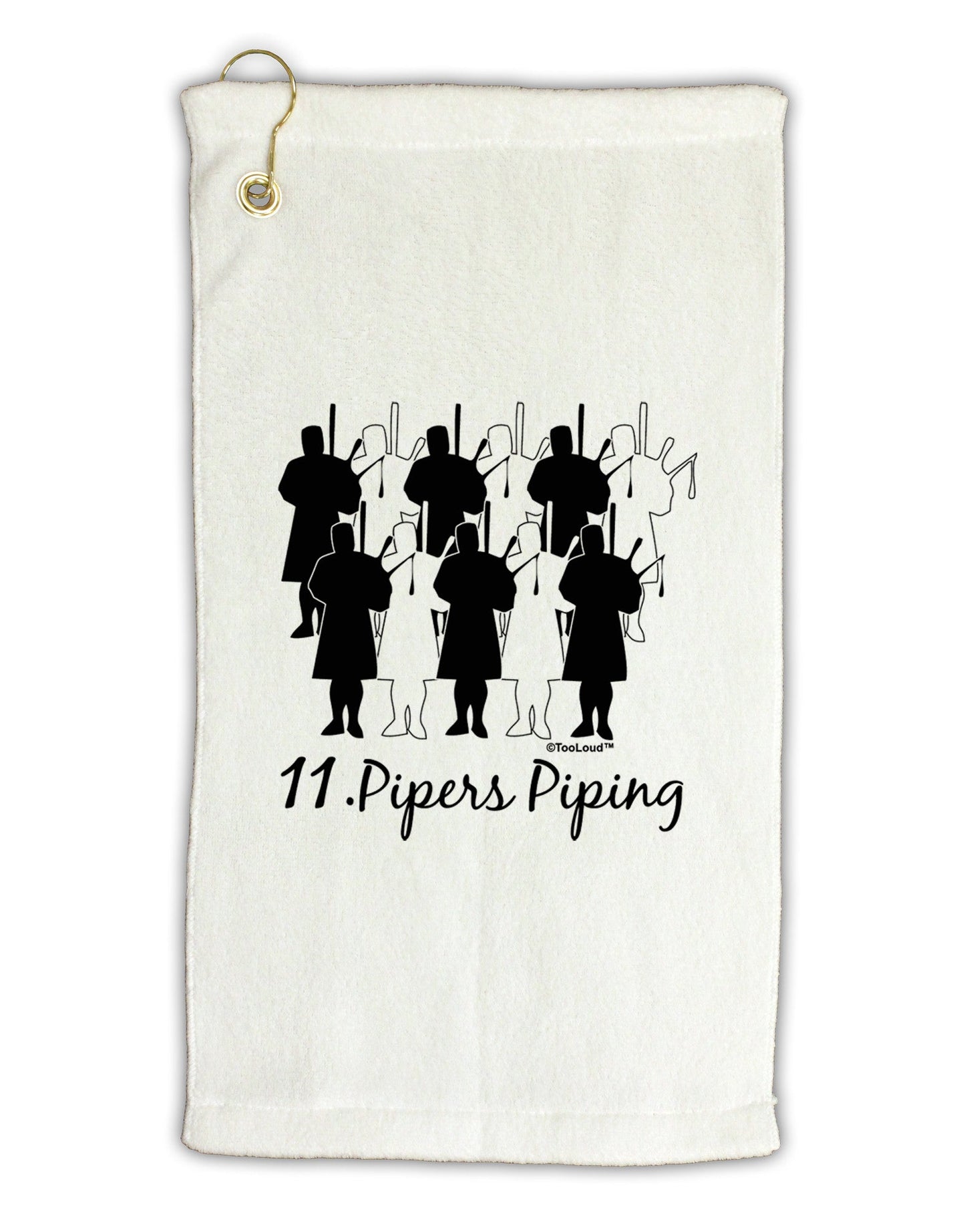 Eleven Pipers Piping Text Micro Terry Gromet Golf Towel 11"x19-Golf Towel-TooLoud-White-Davson Sales