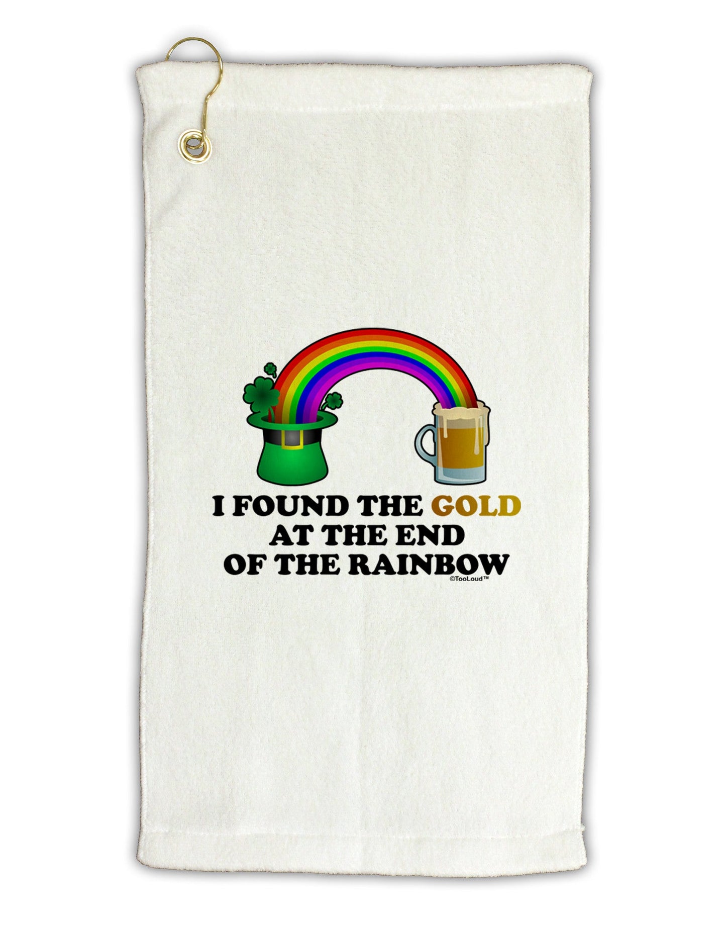 End Of The Rainbow Text Micro Terry Gromet Golf Towel 11"x19-Golf Towel-TooLoud-White-Davson Sales