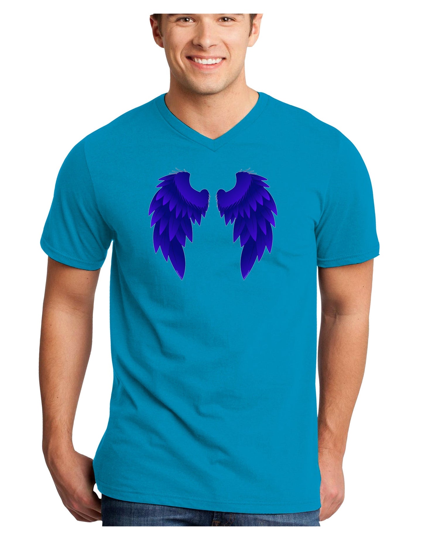 Epic Dark Angel Wings Design Adult Dark V-Neck T-Shirt-Mens V-Neck T-Shirt-TooLoud-Turquoise-Small-Davson Sales