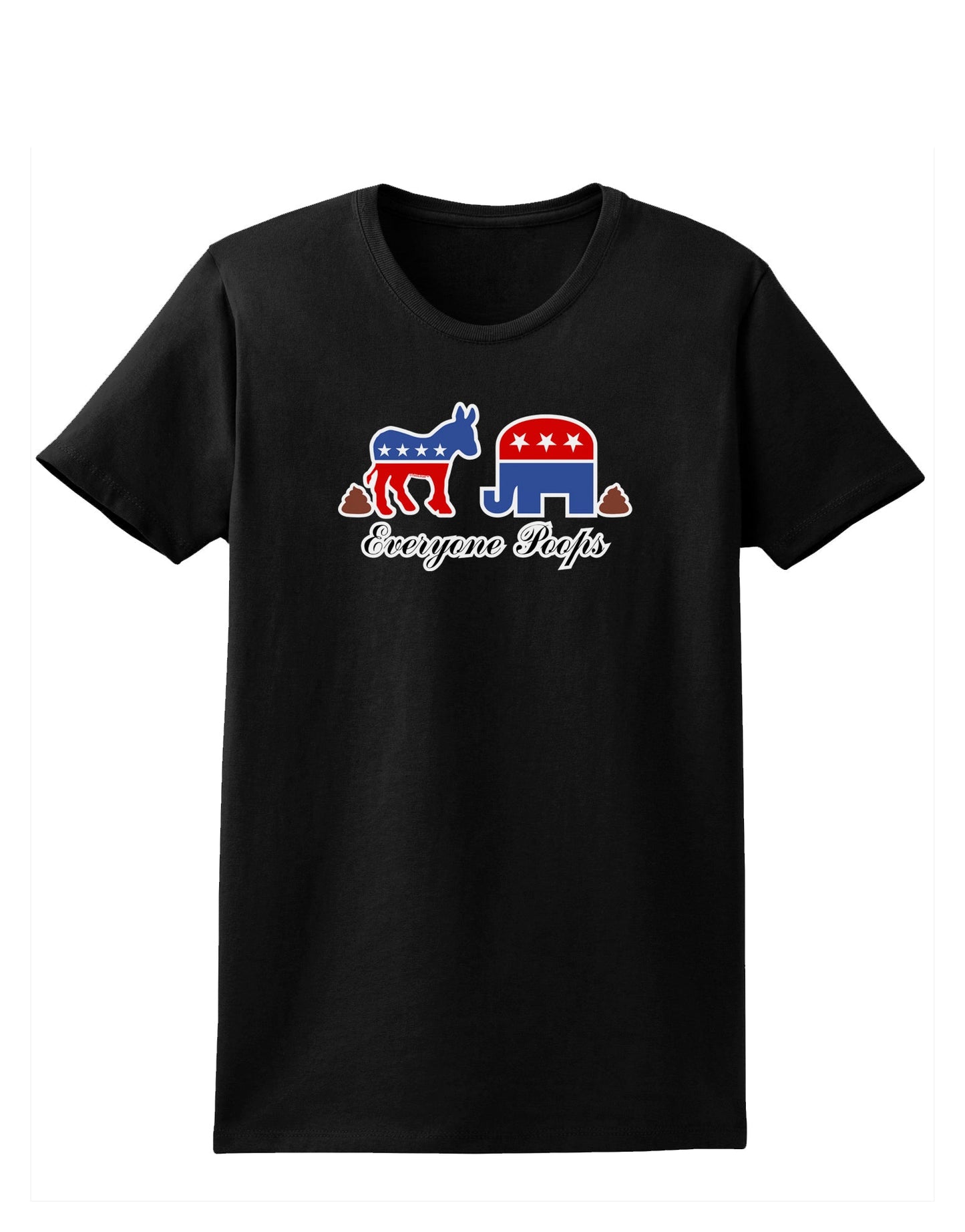 Everyone Poops Donkey Elephant Womens Dark T-Shirt-TooLoud-Black-X-Small-Davson Sales