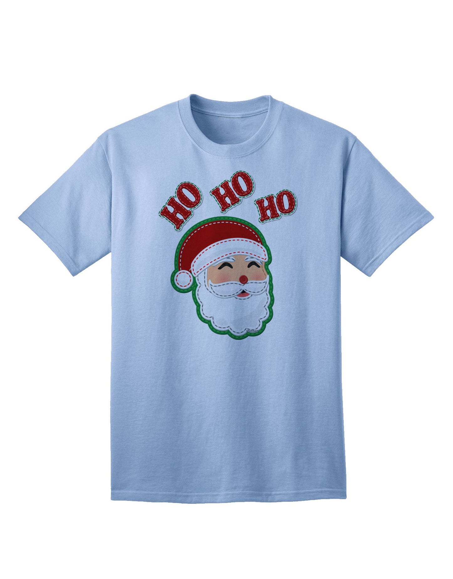 Exclusive Collection: Ho Ho Ho Santa Claus Face Faux Applique Adult T-Shirt - A Festive Ecommerce Special-Mens T-shirts-TooLoud-Light-Blue-Small-Davson Sales
