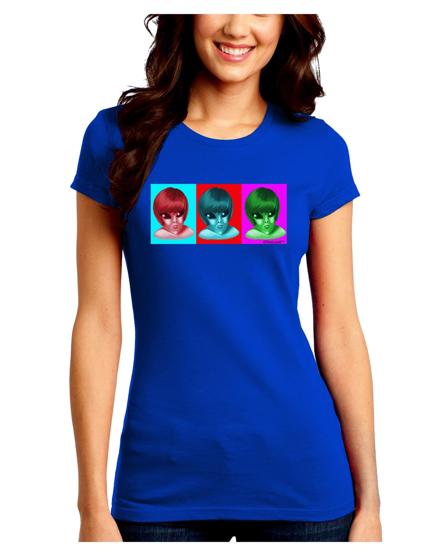 Extraterrestial Pop-art #2 Juniors Crew Dark T-Shirt by TooLoud-T-Shirts Juniors Tops-TooLoud-Royal-Blue-Juniors Fitted Small-Davson Sales