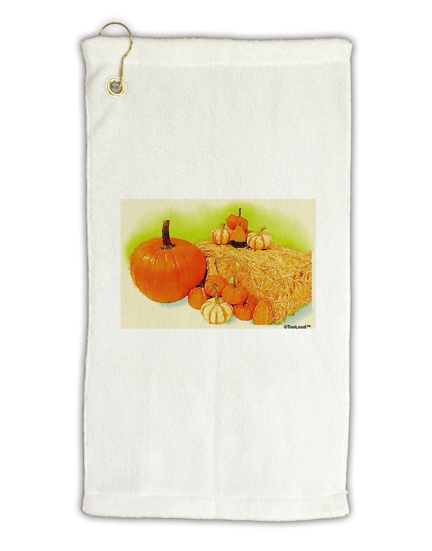 Fall Pumpkin Scene Micro Terry Gromet Golf Towel 11"x19-Golf Towel-TooLoud-White-Davson Sales