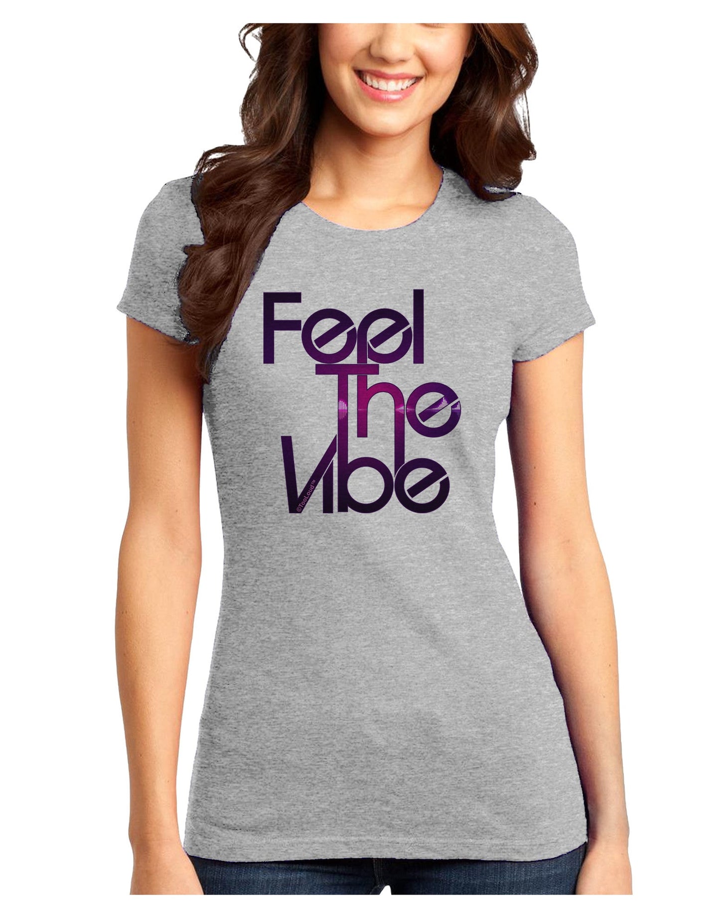 Feel The Vibe Juniors Petite T-Shirt-T-Shirts Juniors Tops-TooLoud-Ash-Gray-Juniors Fitted X-Small-Davson Sales