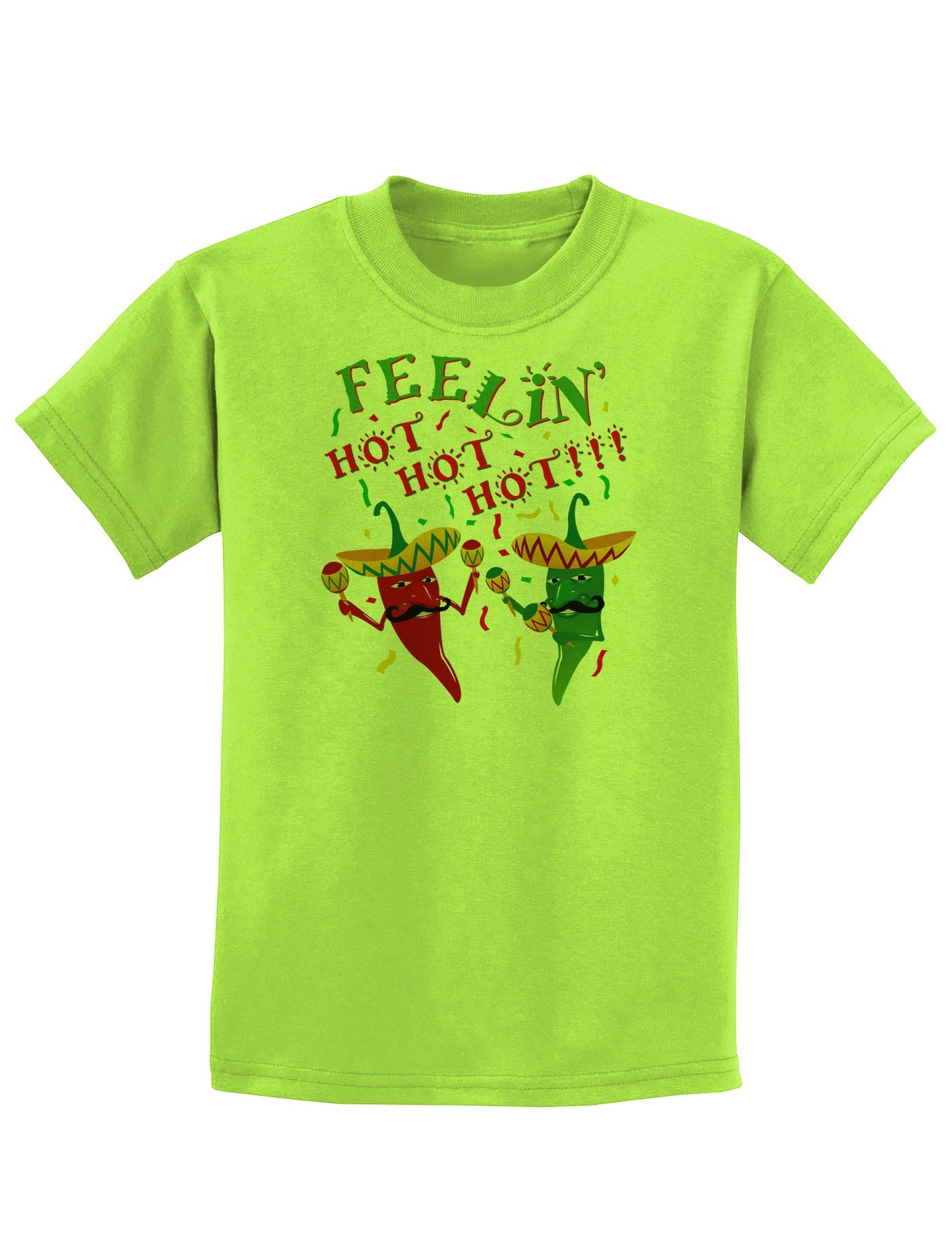 Feelin Hot Hot Hot Chili Peppers Childrens T-Shirt-Childrens T-Shirt-TooLoud-Lime-Green-X-Small-Davson Sales