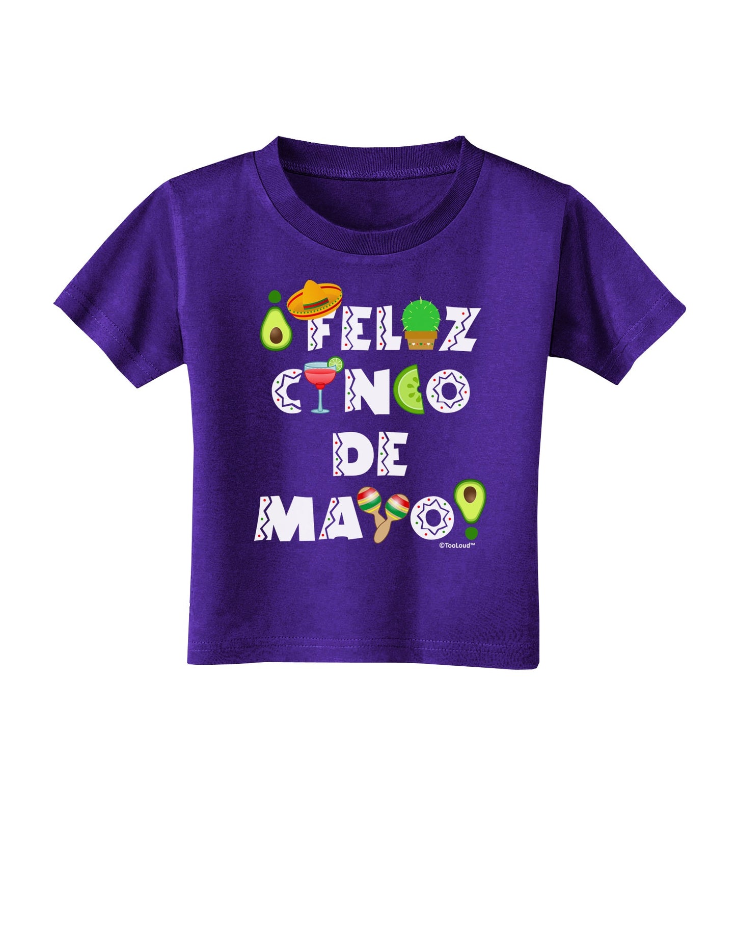Feliz Cinco de Mayo - Fiesta Icons Toddler T-Shirt Dark by TooLoud-Toddler T-Shirt-TooLoud-Purple-2T-Davson Sales
