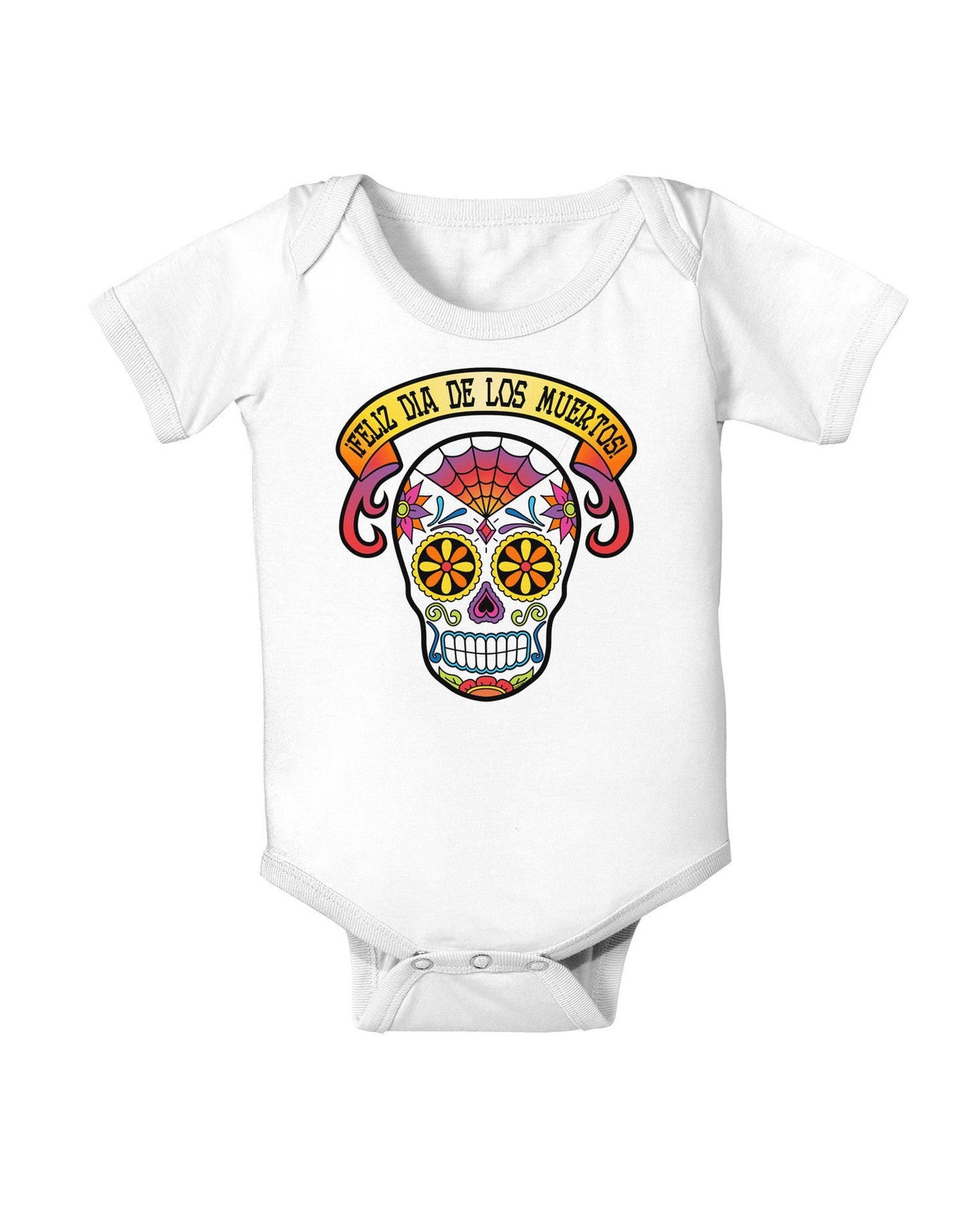 Feliz Dia de los Muertos Calavera Baby Romper Bodysuit-Baby Romper-TooLoud-White-06-Months-Davson Sales