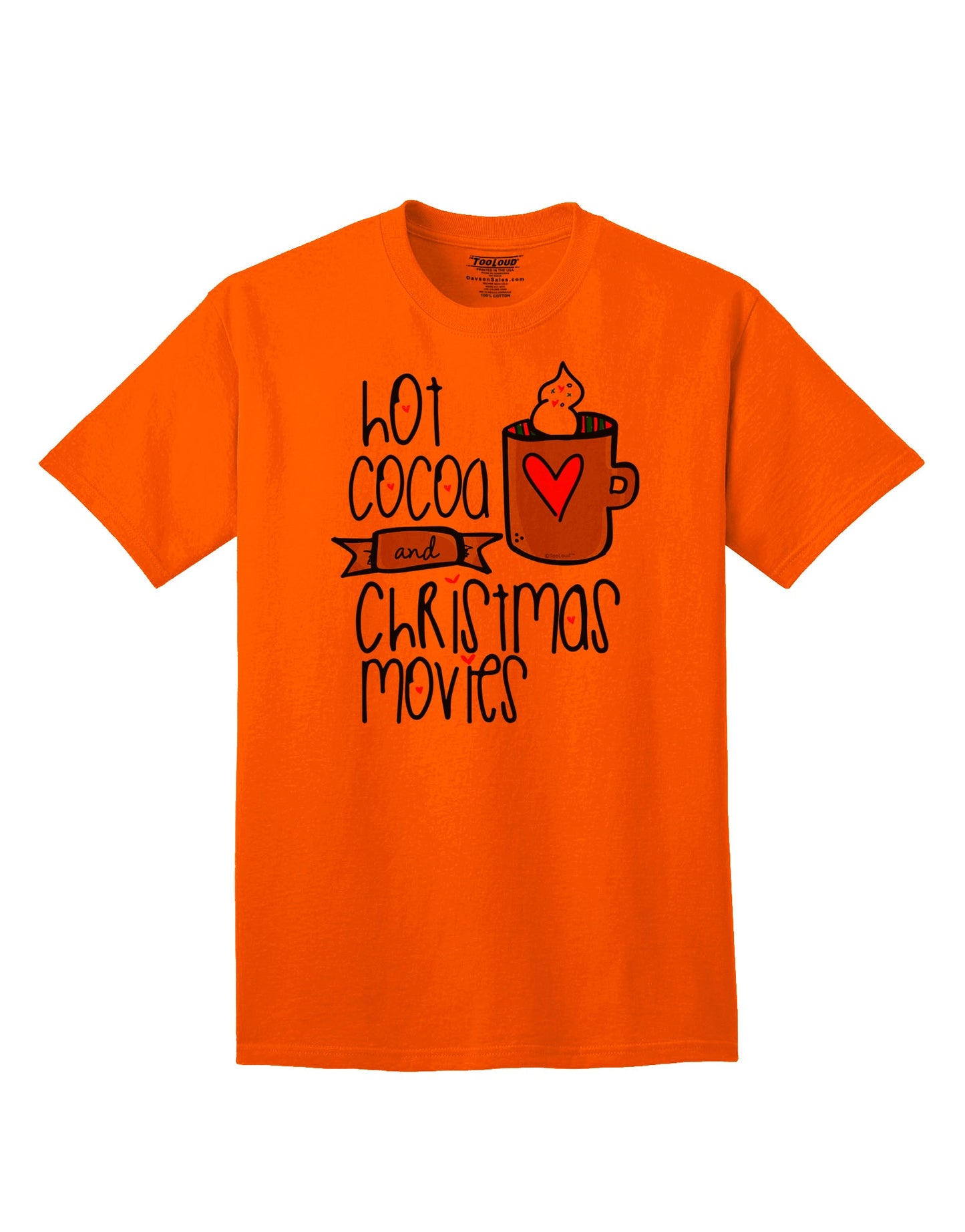 Festive Adult T-Shirt for Enjoying Hot Cocoa and Christmas Movies-Mens T-shirts-TooLoud-Orange-Small-Davson Sales
