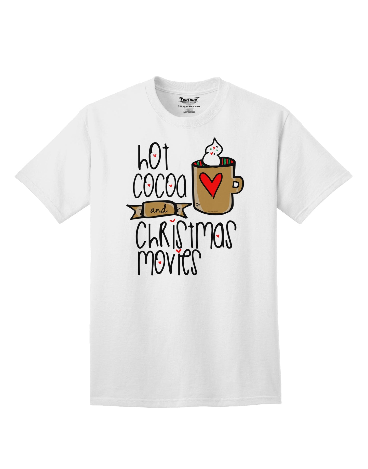 Festive Adult T-Shirt for Enjoying Hot Cocoa and Christmas Movies-Mens T-shirts-TooLoud-White-Small-Davson Sales