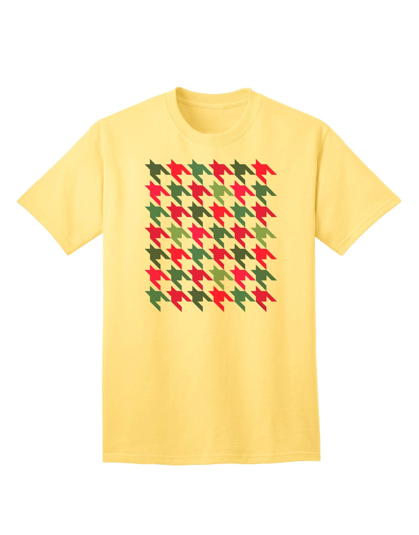 Festive Christmas Red and Green Houndstooth Adult T-Shirt - A Holiday Essential-Mens T-shirts-TooLoud-Yellow-Small-Davson Sales