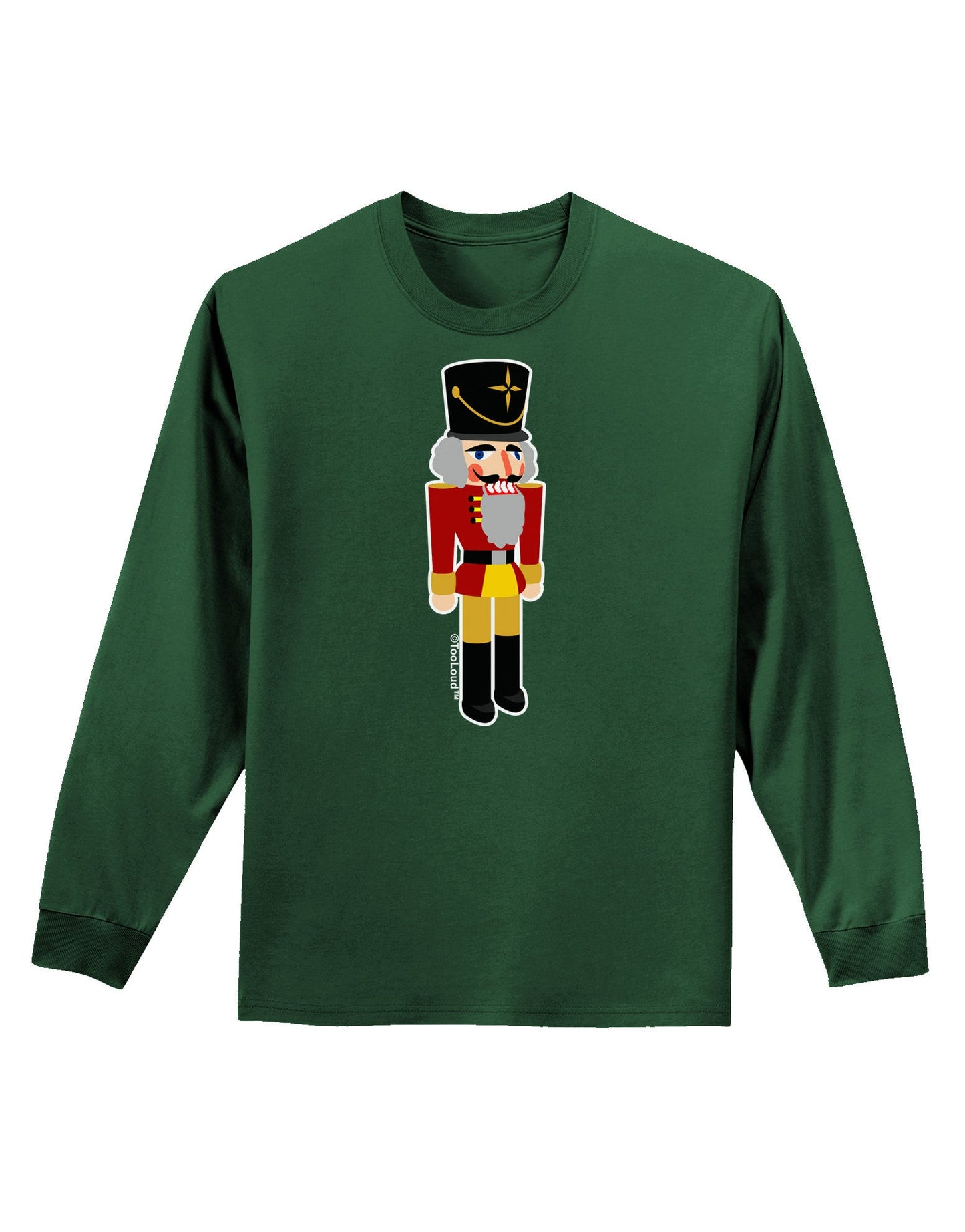 Festive Nutcracker - No Text Adult Long Sleeve Dark T-Shirt-TooLoud-Dark-Green-Small-Davson Sales