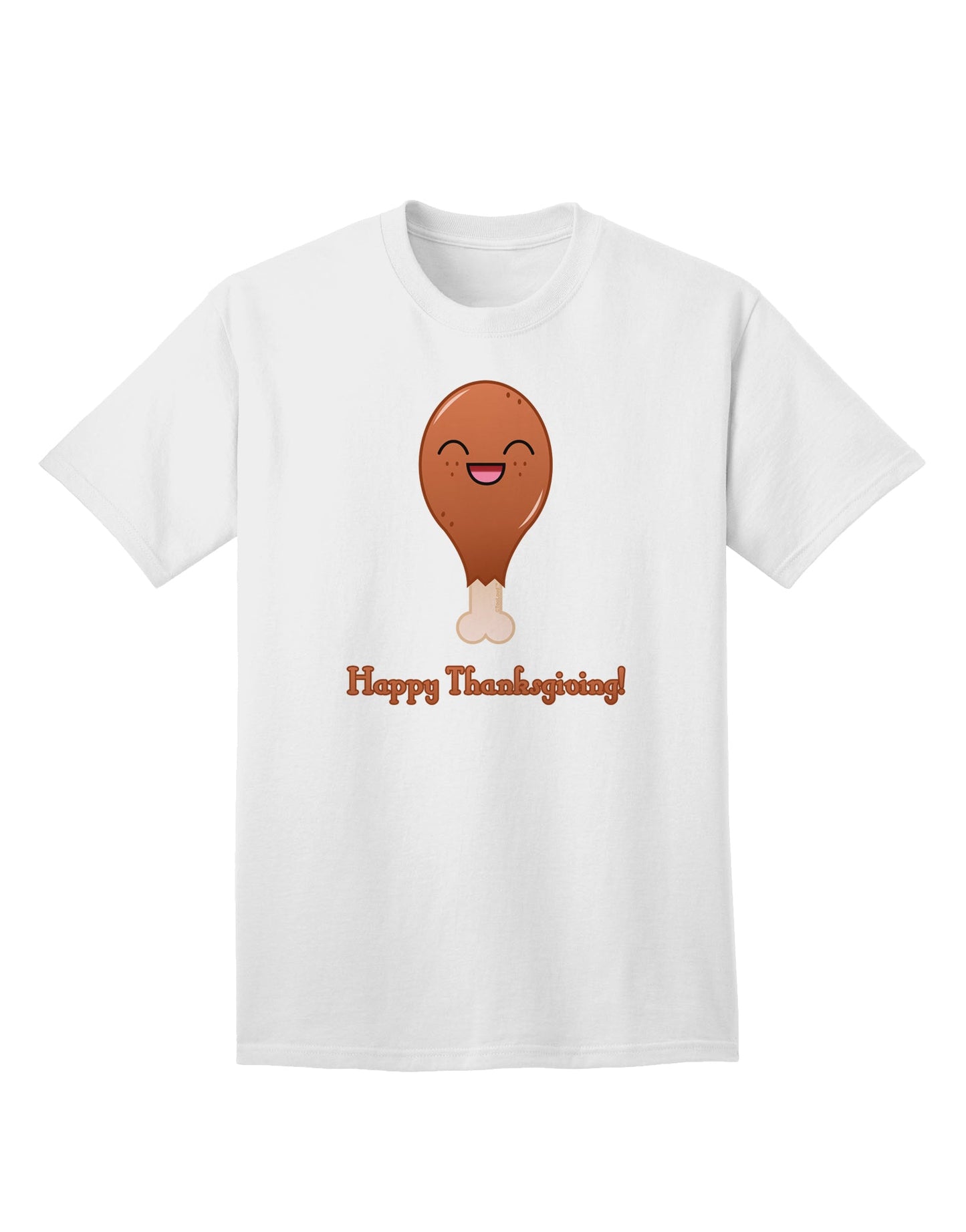 Festive Thanksgiving Adult T-Shirt featuring Adorable Turkey Leg-Mens T-shirts-TooLoud-White-Small-Davson Sales