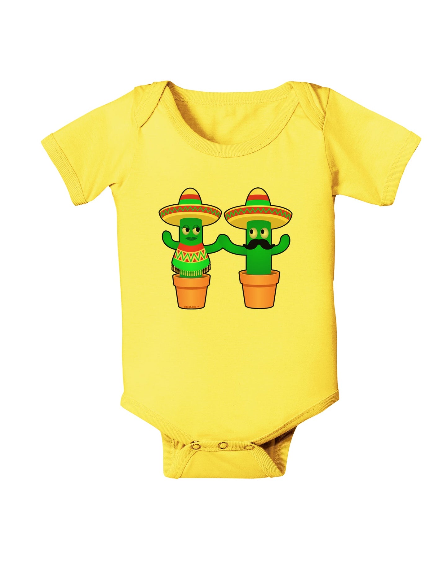 Fiesta Cactus Couple Baby Romper Bodysuit by TooLoud-Baby Romper-TooLoud-Yellow-06-Months-Davson Sales