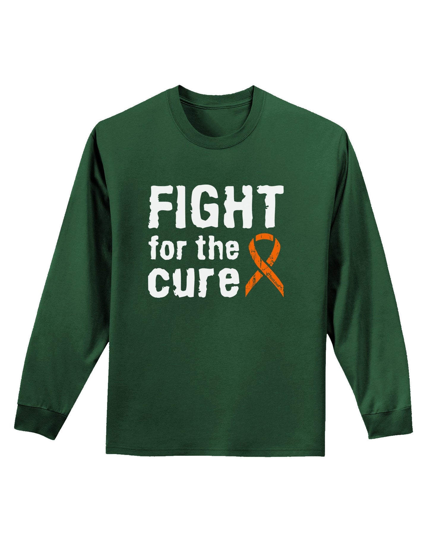Fight for the Cure - Orange Ribbon Leukemia Adult Long Sleeve Dark T-Shirt-TooLoud-Dark-Green-Small-Davson Sales
