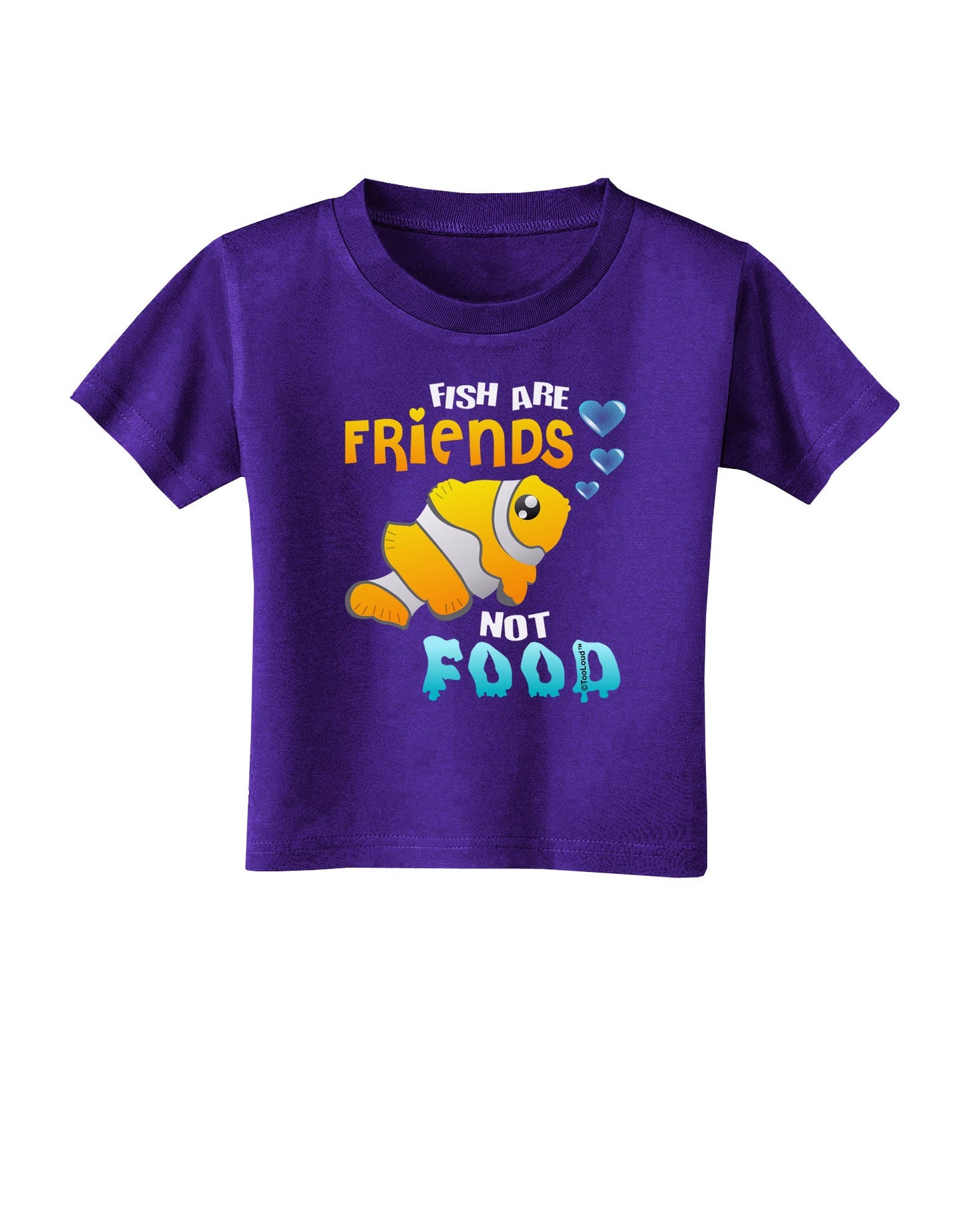 Fish Are Friends Not Food Toddler T-Shirt Dark-Toddler T-Shirt-TooLoud-Purple-2T-Davson Sales