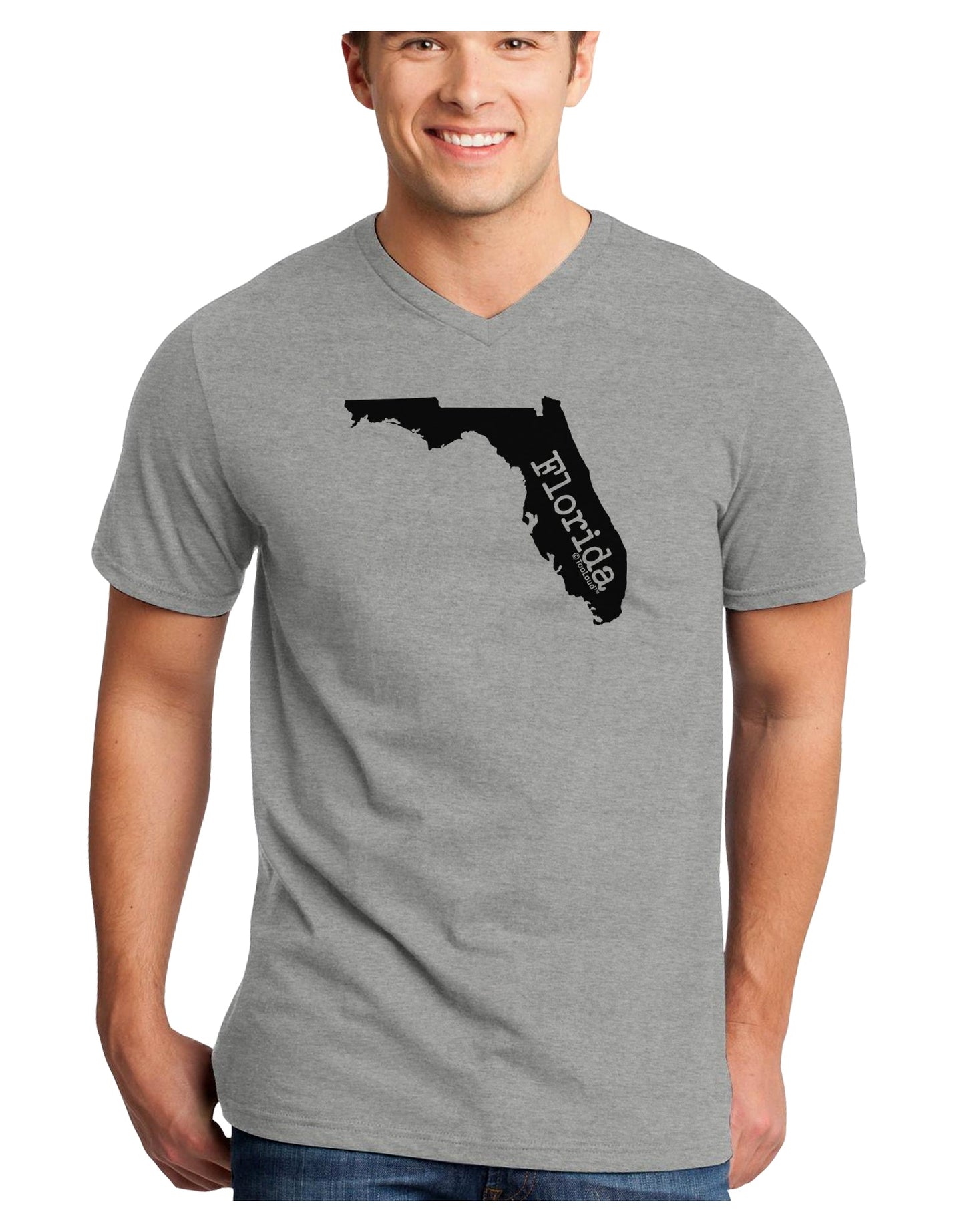 Florida - United States Shape Adult V-Neck T-shirt by TooLoud-Mens V-Neck T-Shirt-TooLoud-HeatherGray-Small-Davson Sales