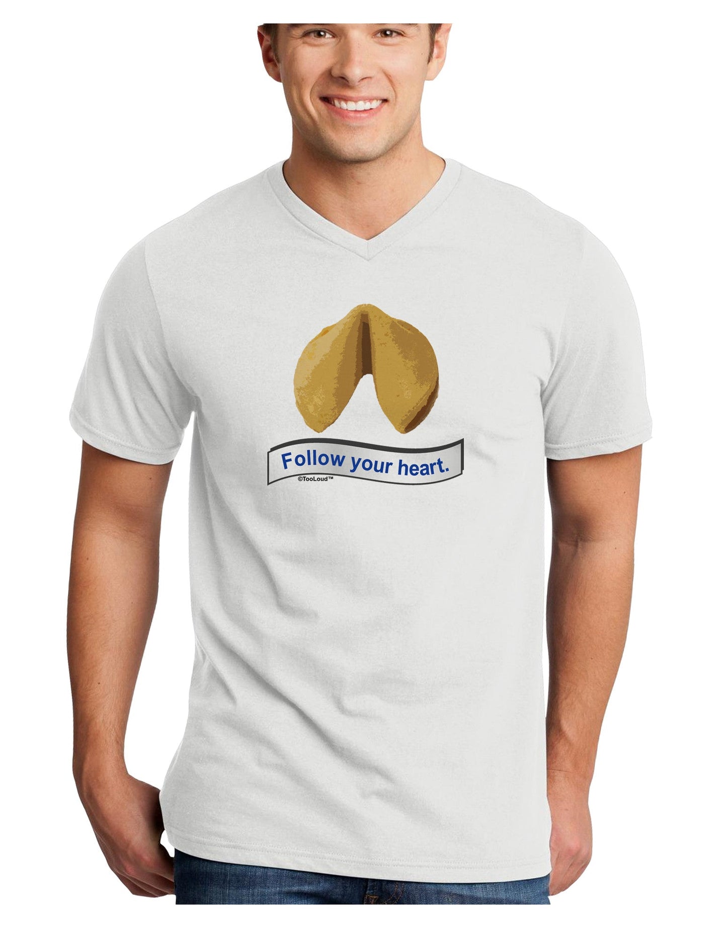Follow Your Heart Fortune Adult V-Neck T-shirt-Mens V-Neck T-Shirt-TooLoud-White-Small-Davson Sales