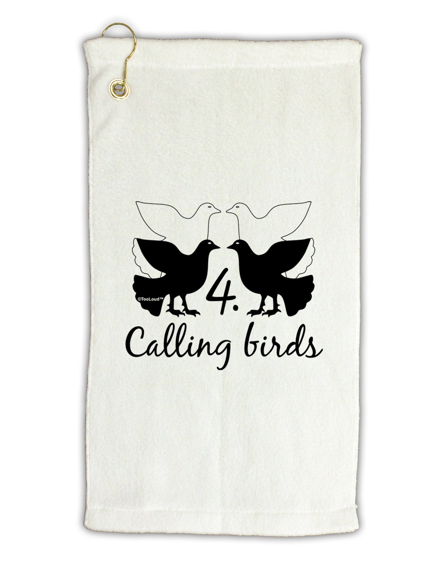 Four Calling Birds Text Micro Terry Gromet Golf Towel 11"x19-Golf Towel-TooLoud-White-Davson Sales