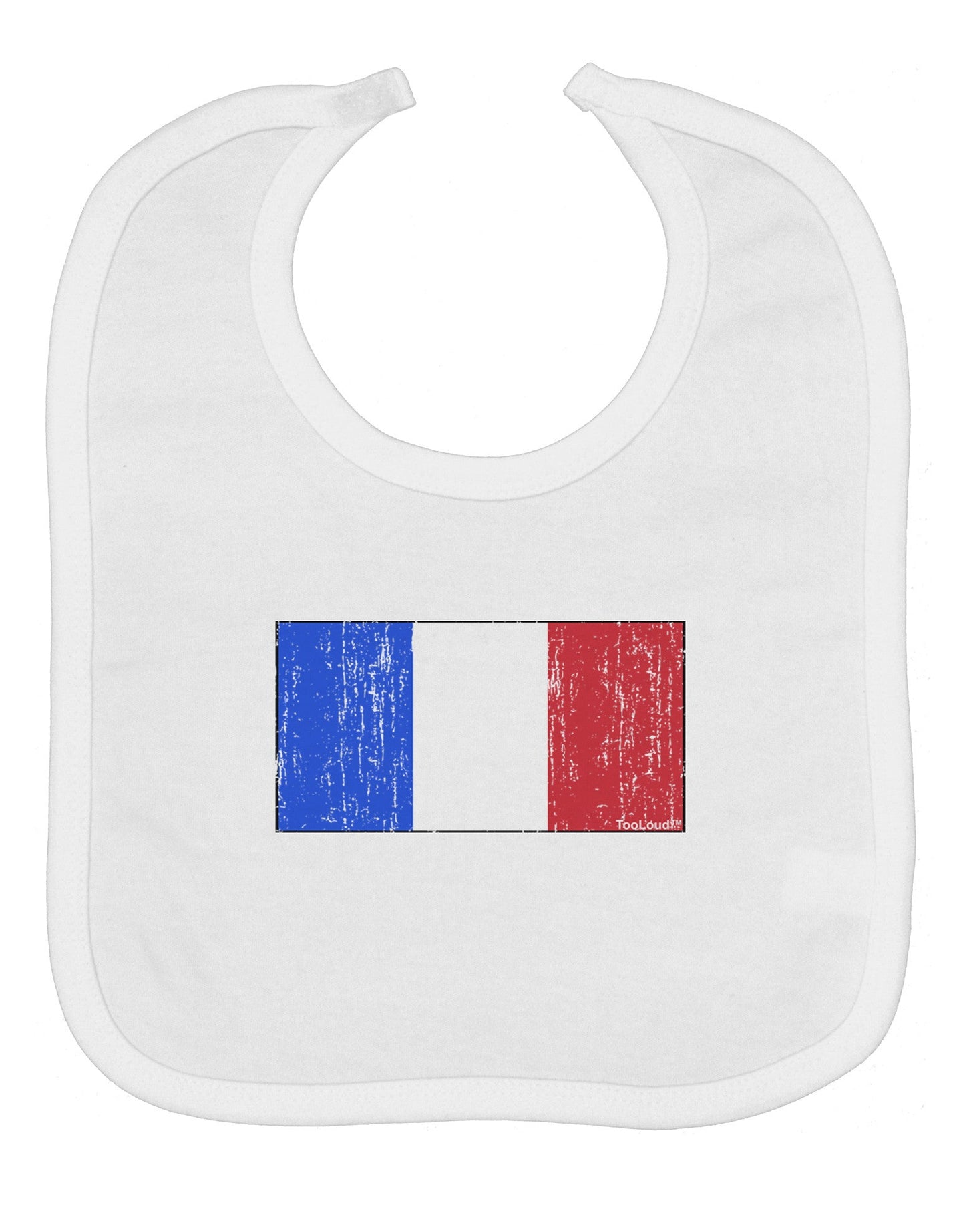 French Flag - France Distressed Baby Bib by TooLoud