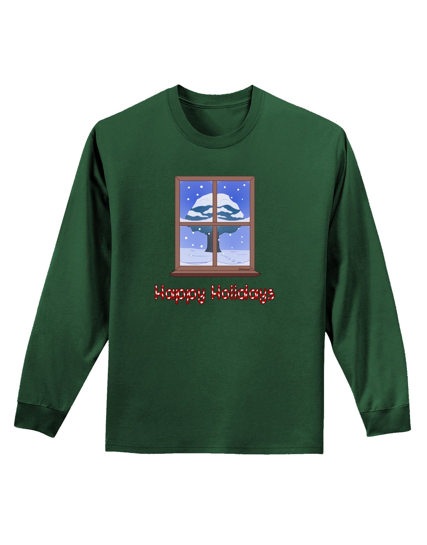 Frosty Window - Happy Holidays Adult Long Sleeve Dark T-Shirt-TooLoud-Dark-Green-Small-Davson Sales
